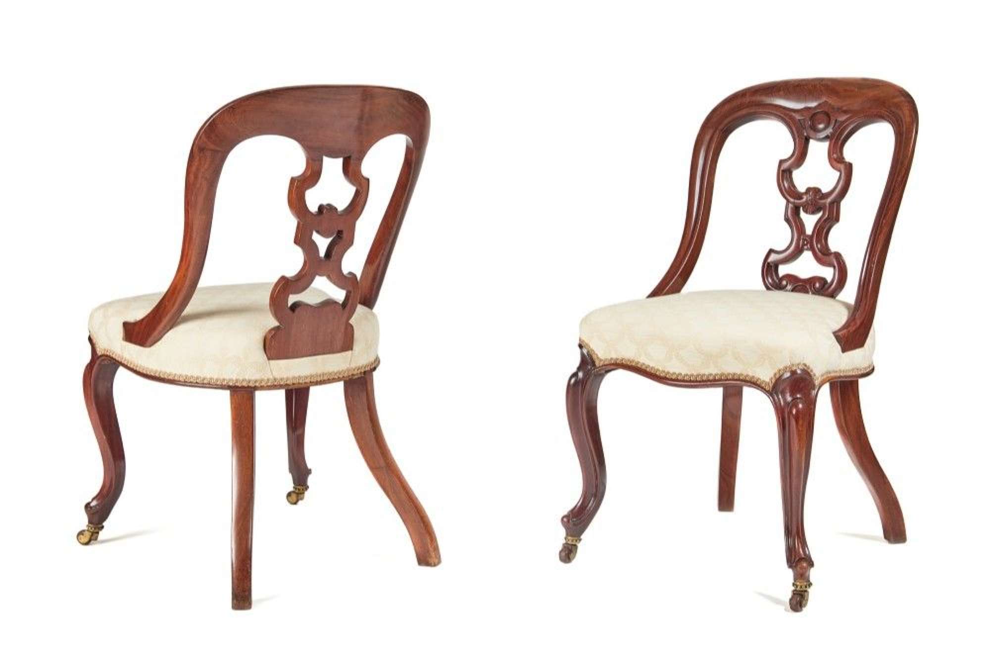 Fine Quality Pair Of Victorian Mahogany Side Antique Chairs