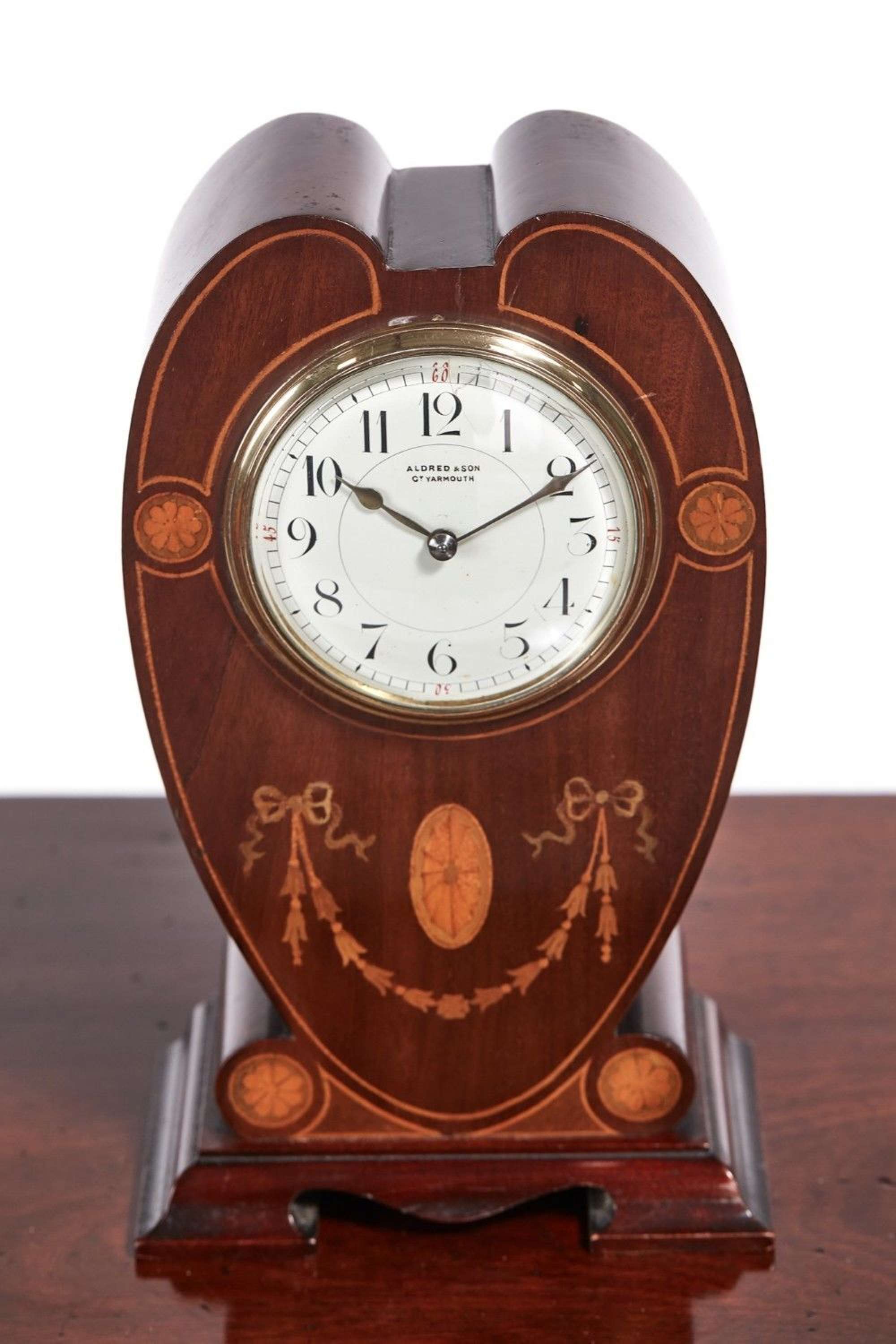 Edwardian Inlaid Mahogany Antique Mantel Clock