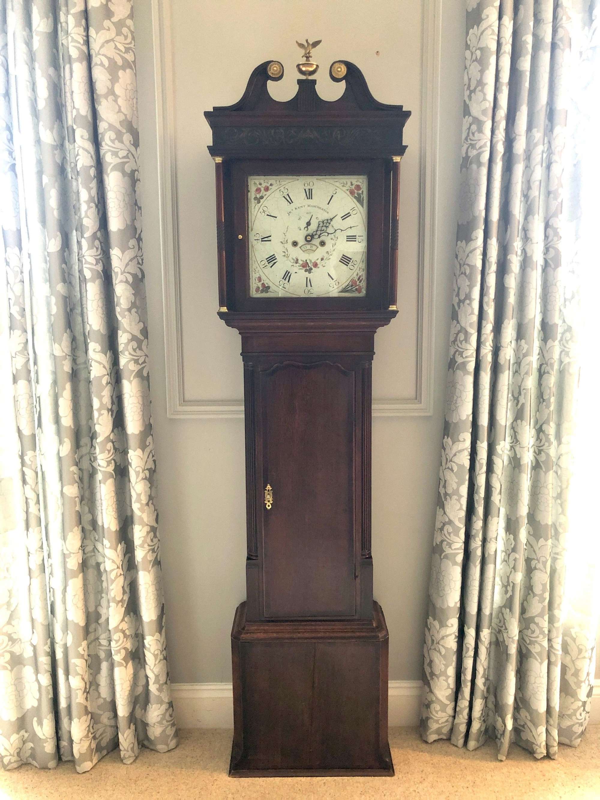 Antique George Iii Oak Longcase Clock Signed John Kent Manchester