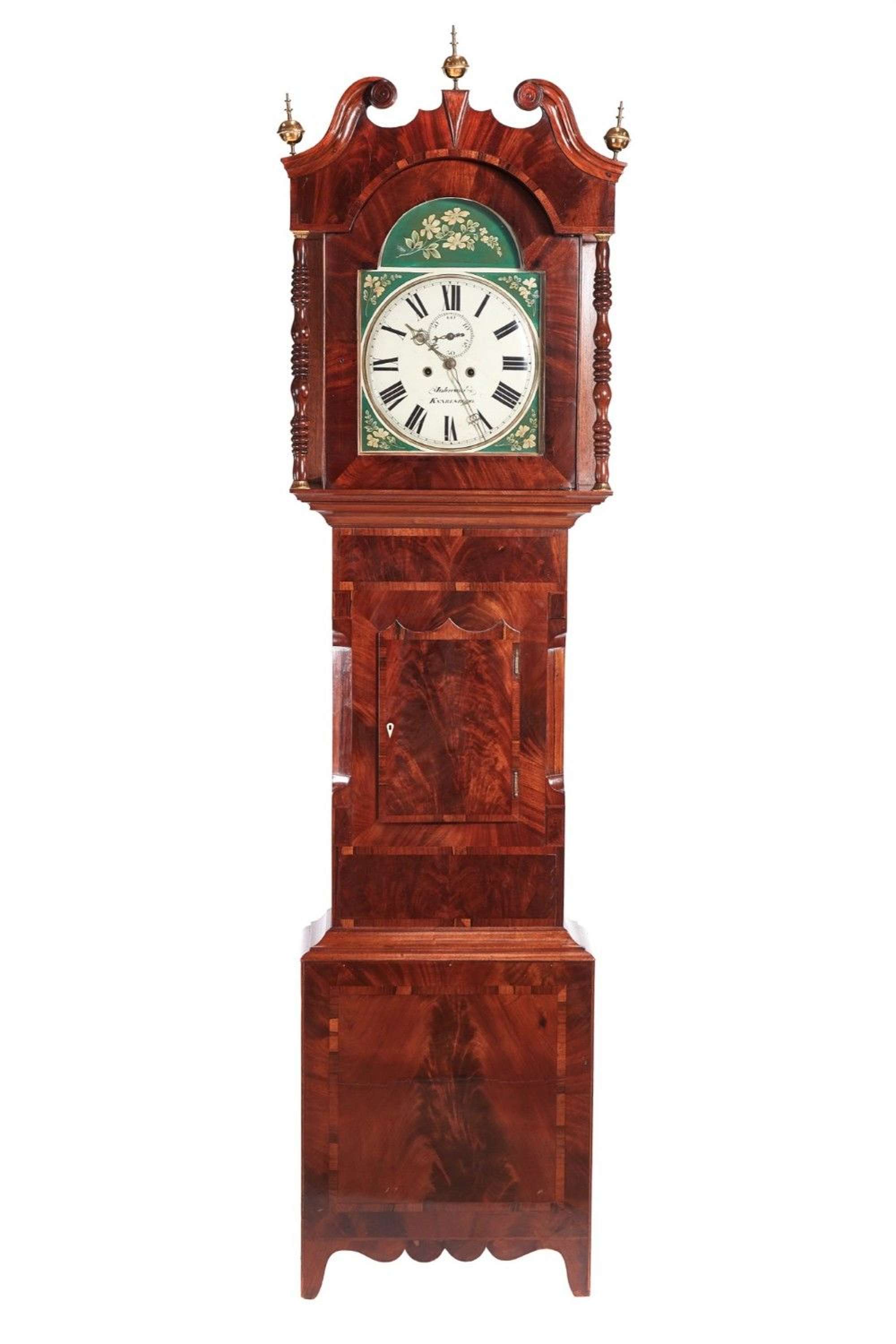 Outstanding Antique Mahogany 8 Day Painted Face Longcase Clock