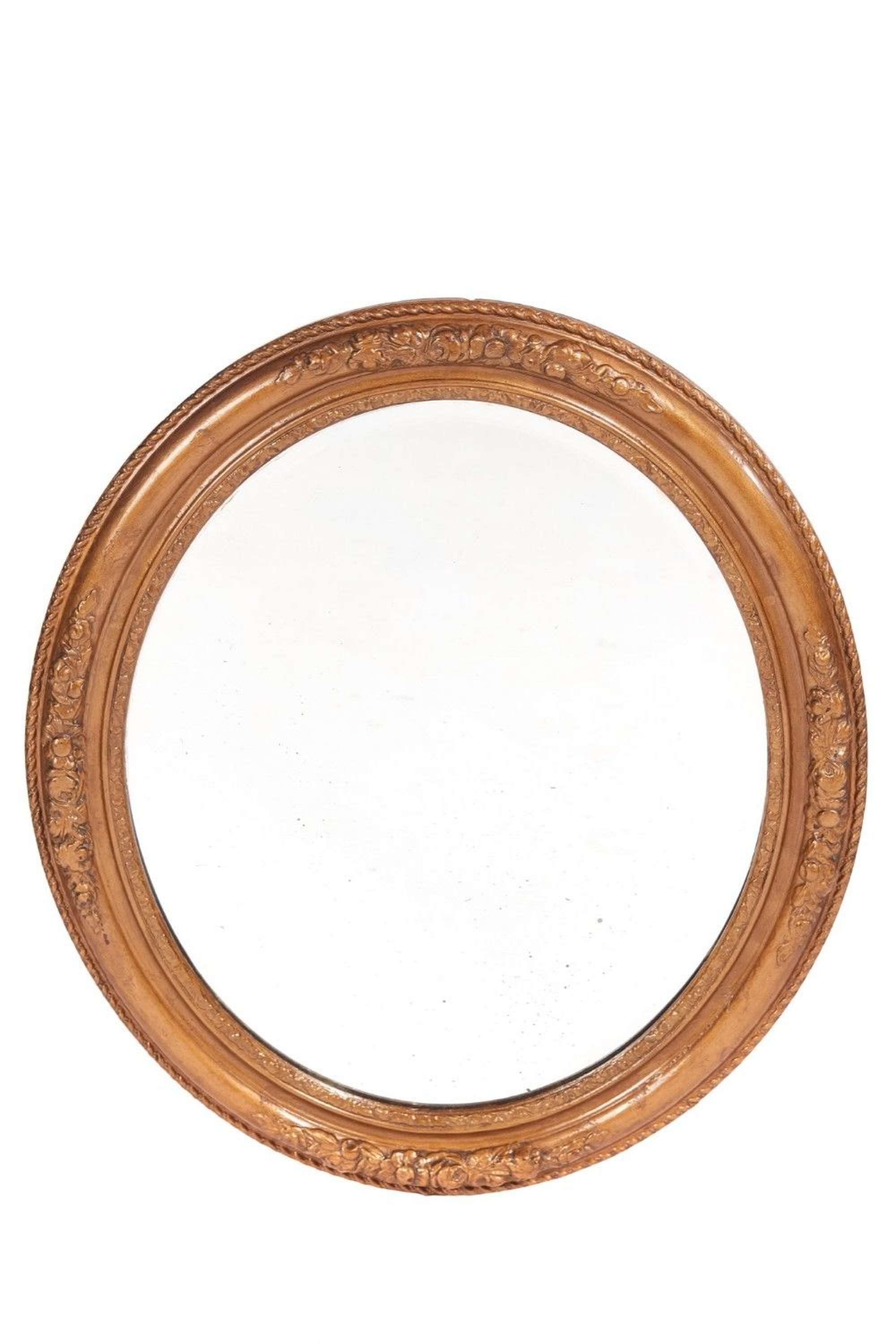 Antique 19th Century Carved Gilt Oval Wall Mirror