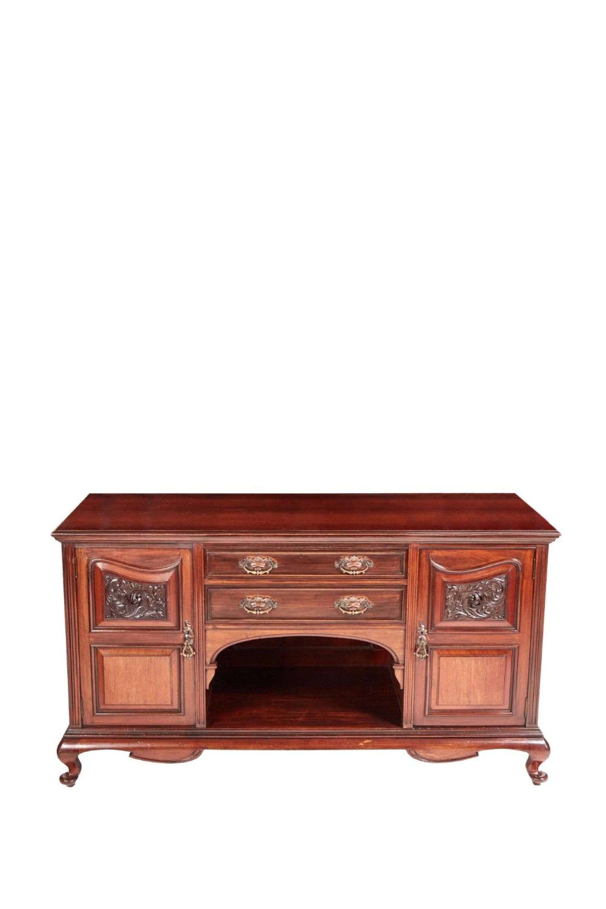 Quality Antique Carved Mahogany Sideboard By Maple & Co