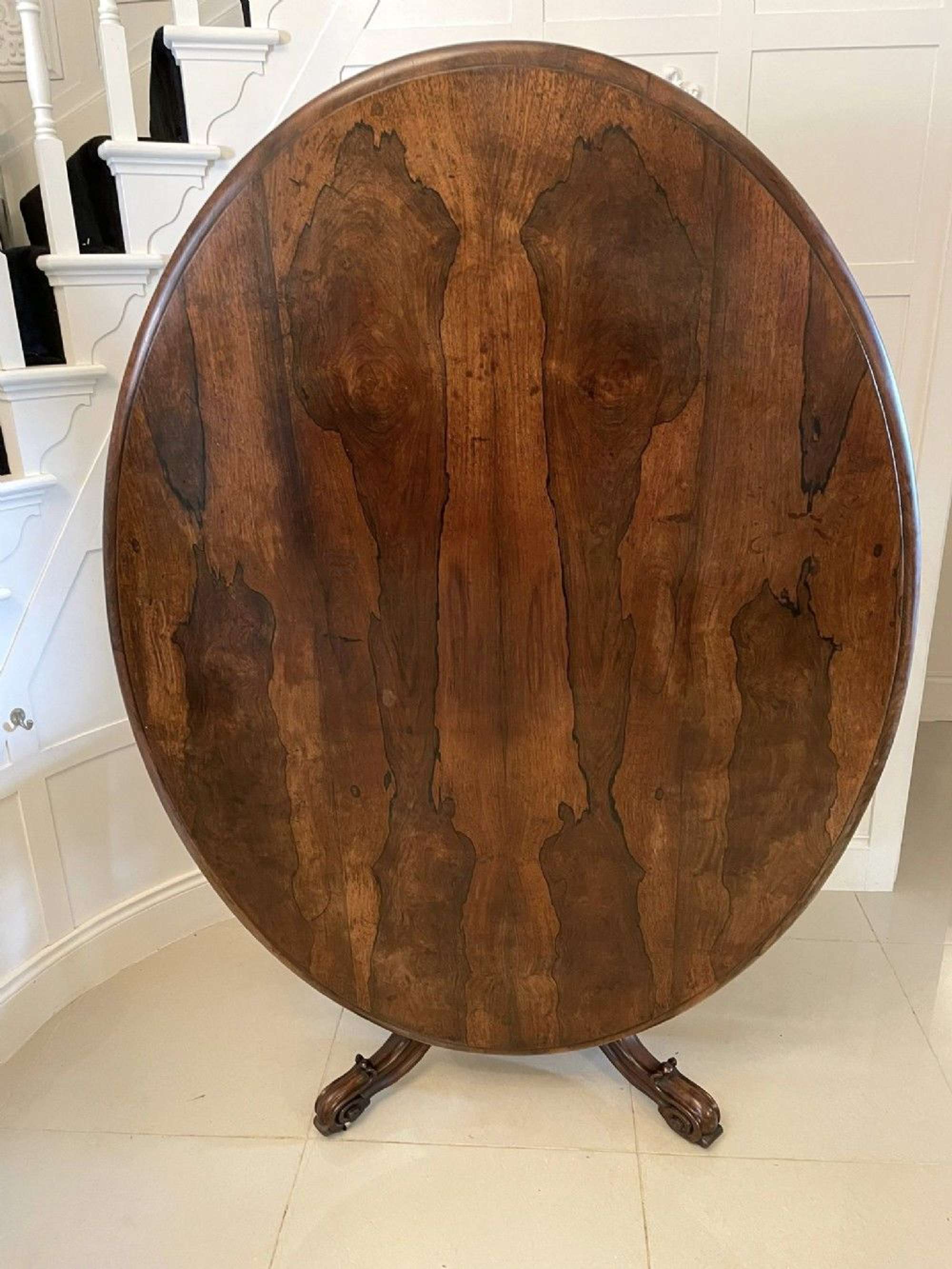 Large Antique Victorian Quality Rosewood Oval Centre Table
