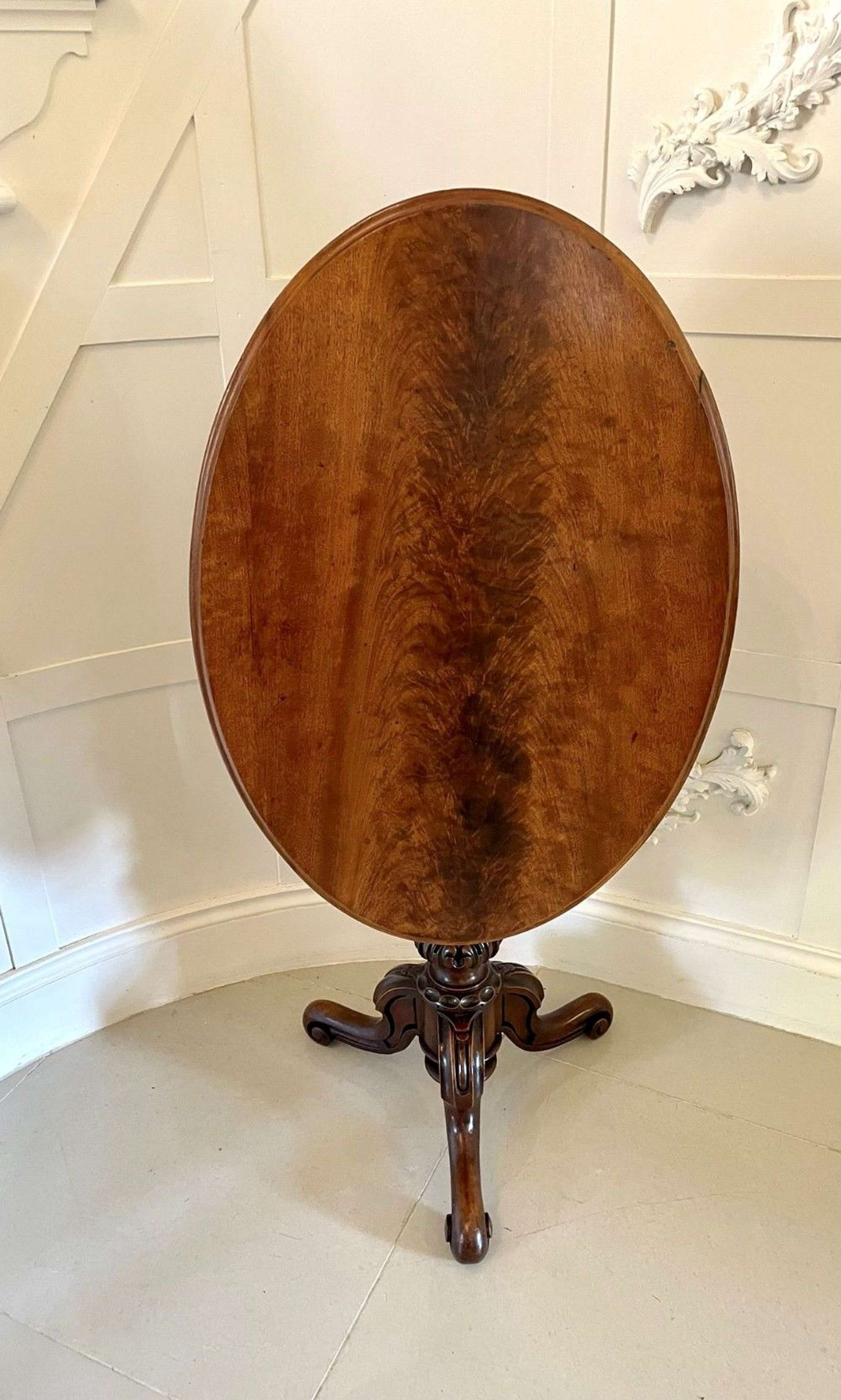 Quality Antique Victorian Oval Figured Walnut Lamp Table