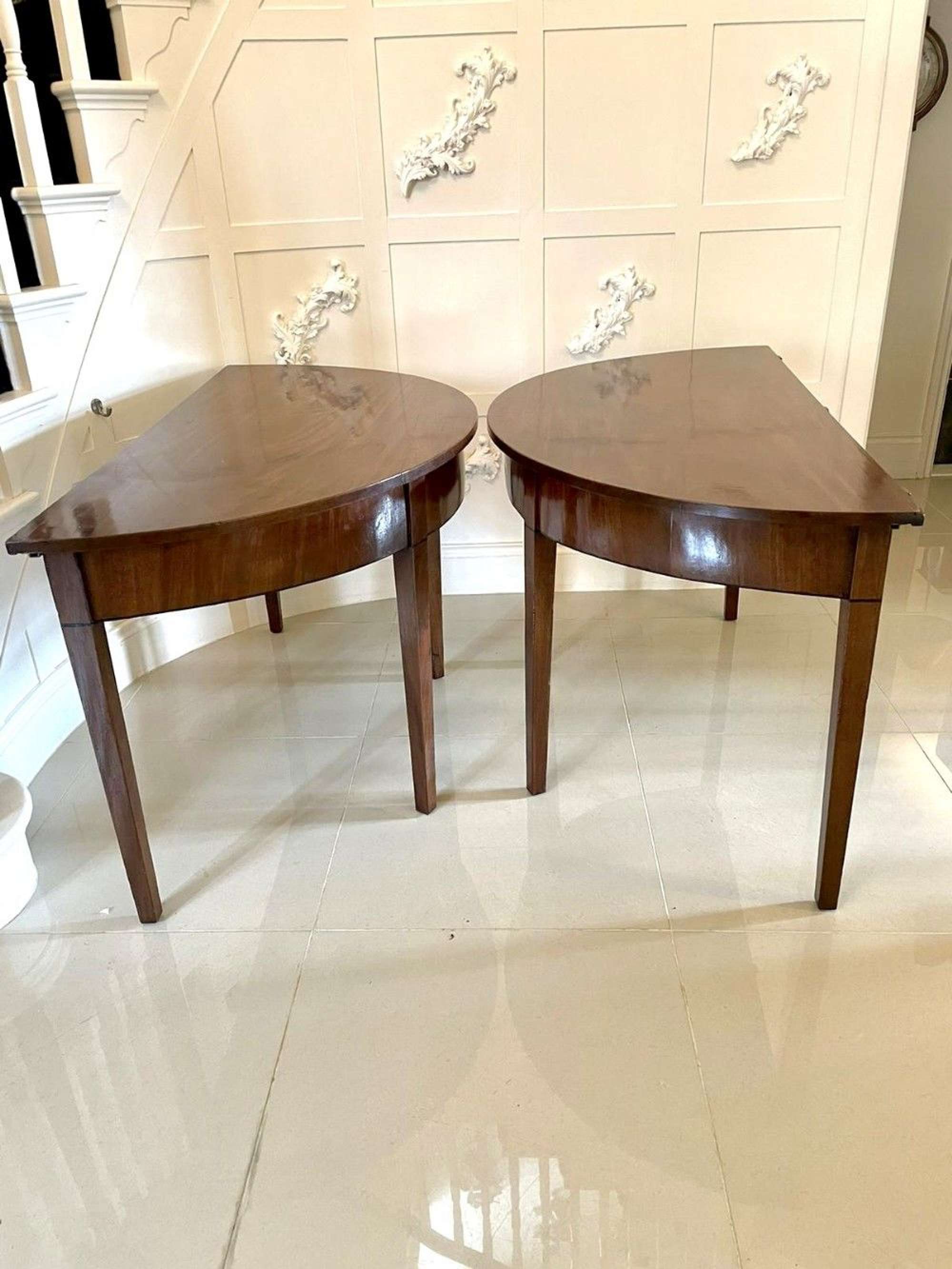 Pair Of George Iii Mahogany Demi Lune Antique Console Tables