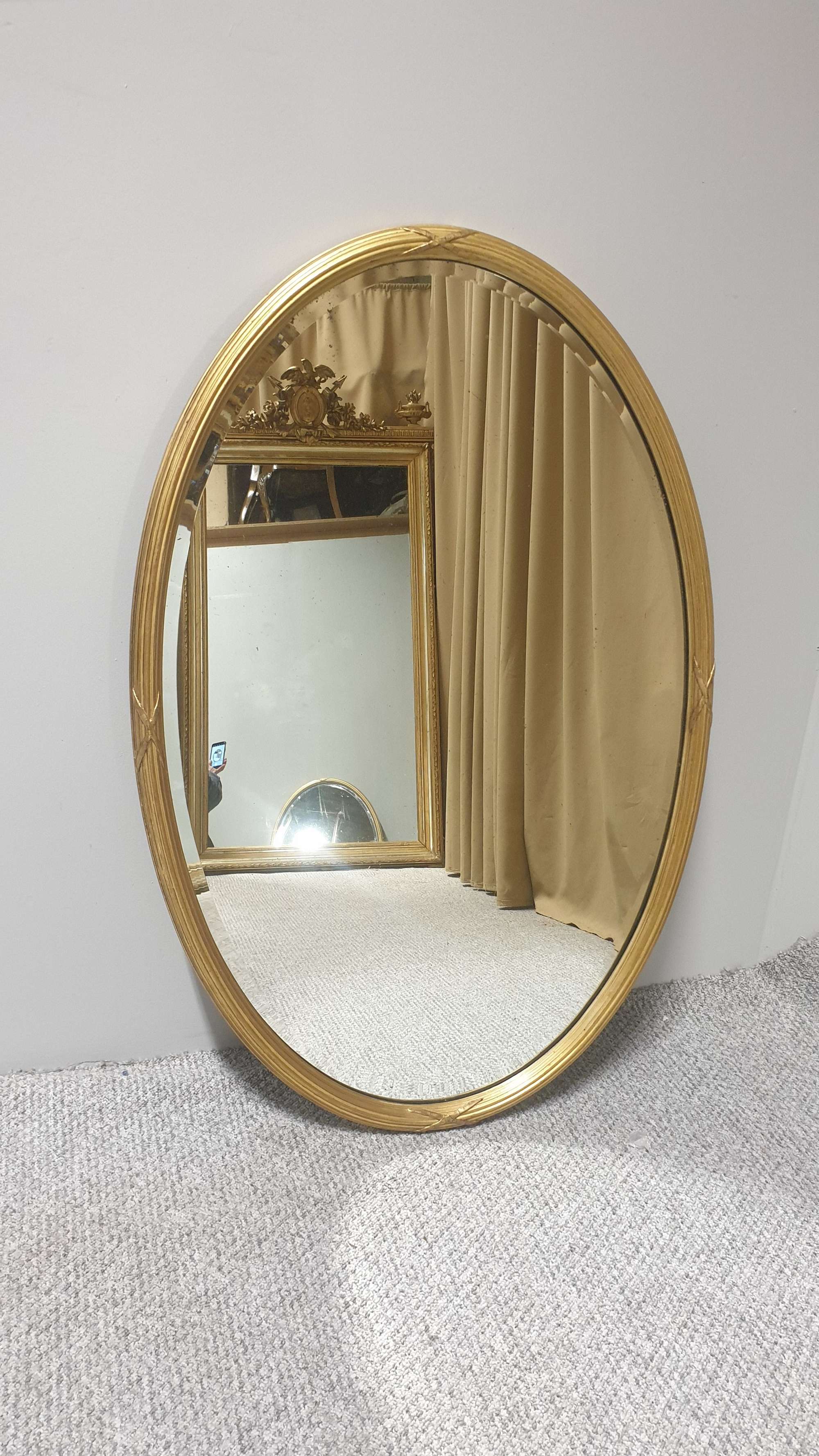 Edwardian Gilt Oval Antique Mirror