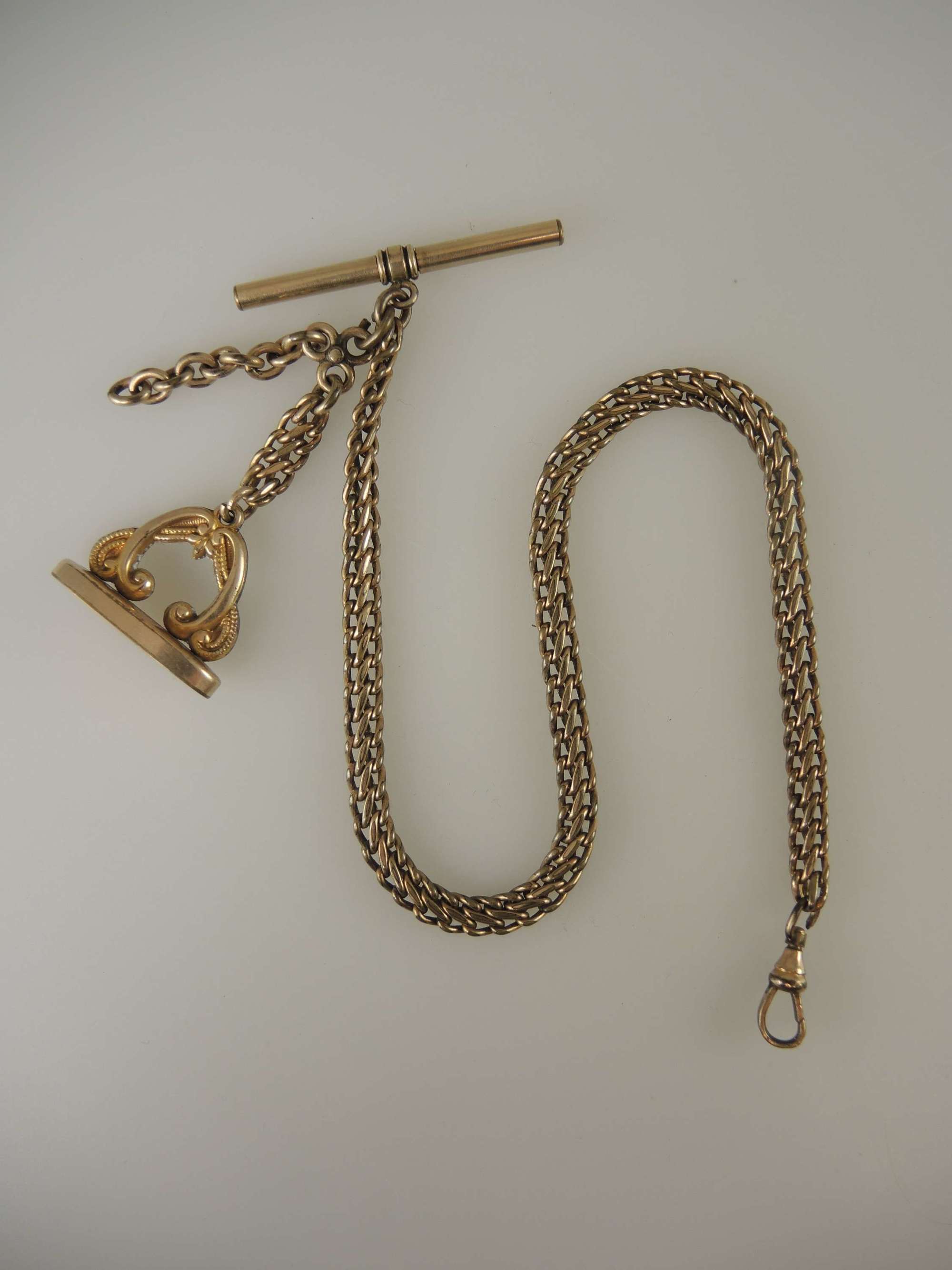 Victorian pocket watch chain with fob c1890