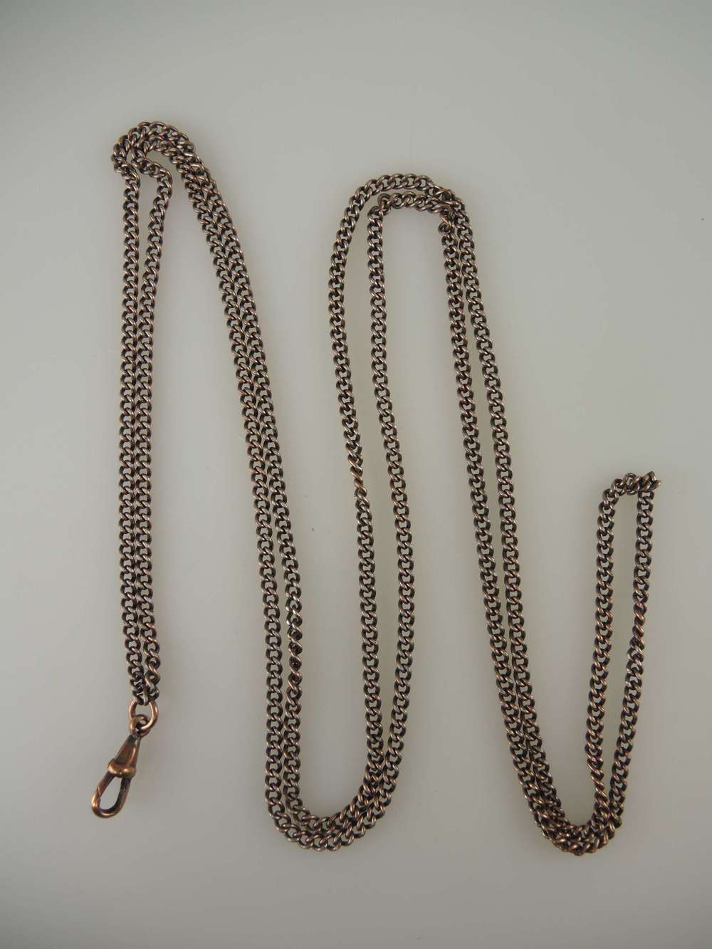 Victorian gold plated long guard watch chain c1890
