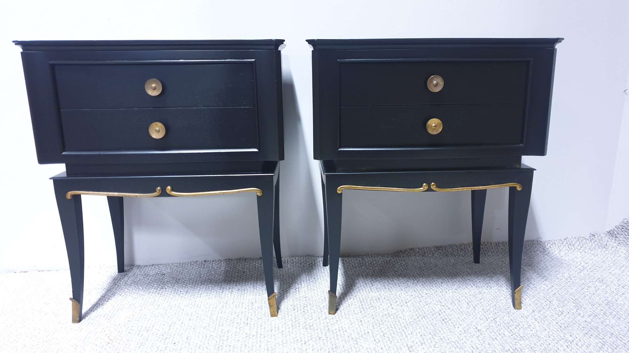 Fabulous Pair Italian Art Deco Bedside Lamp Chests Of Drawers