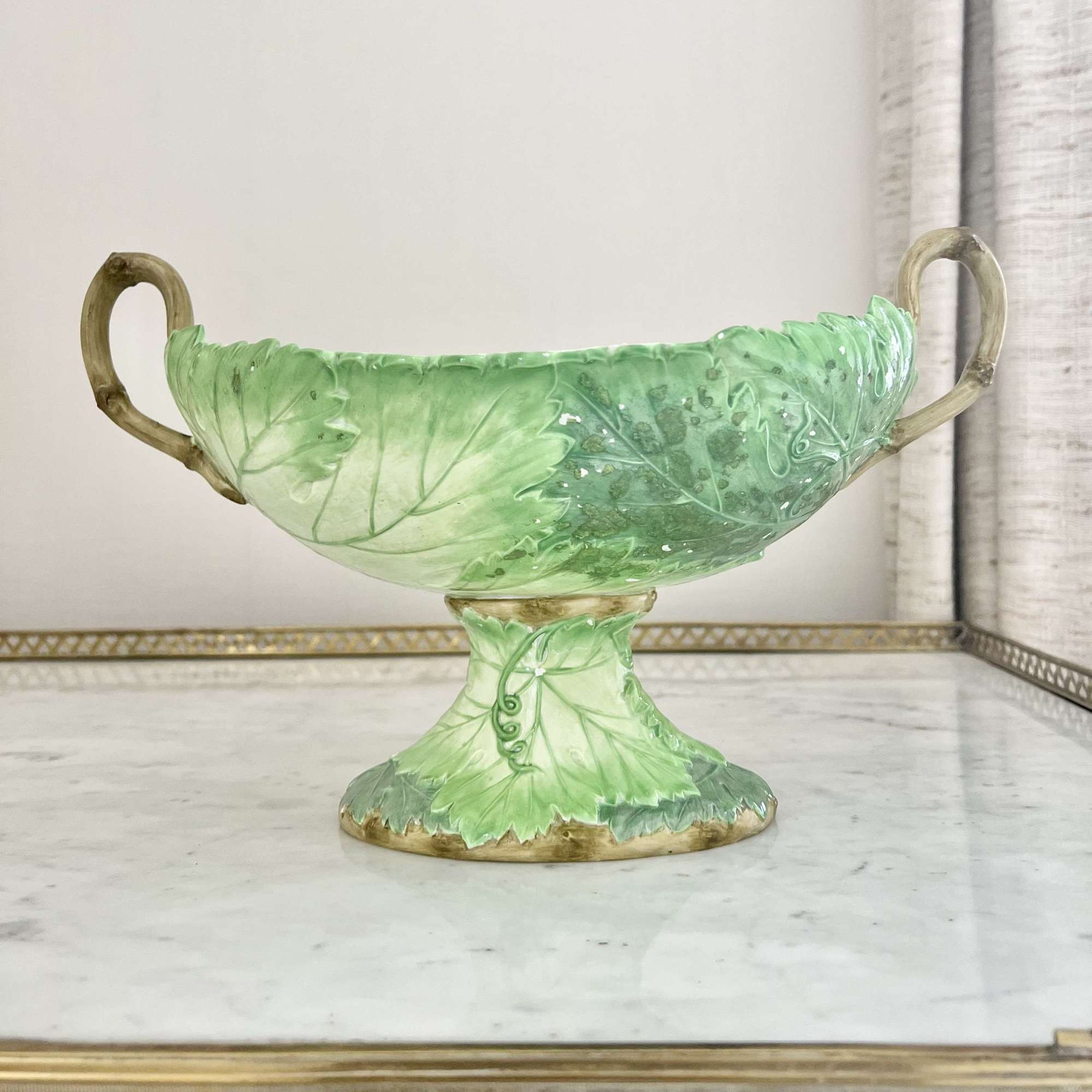 Rare large Wedgwood vine leaf Pearlware bowl dated 1879