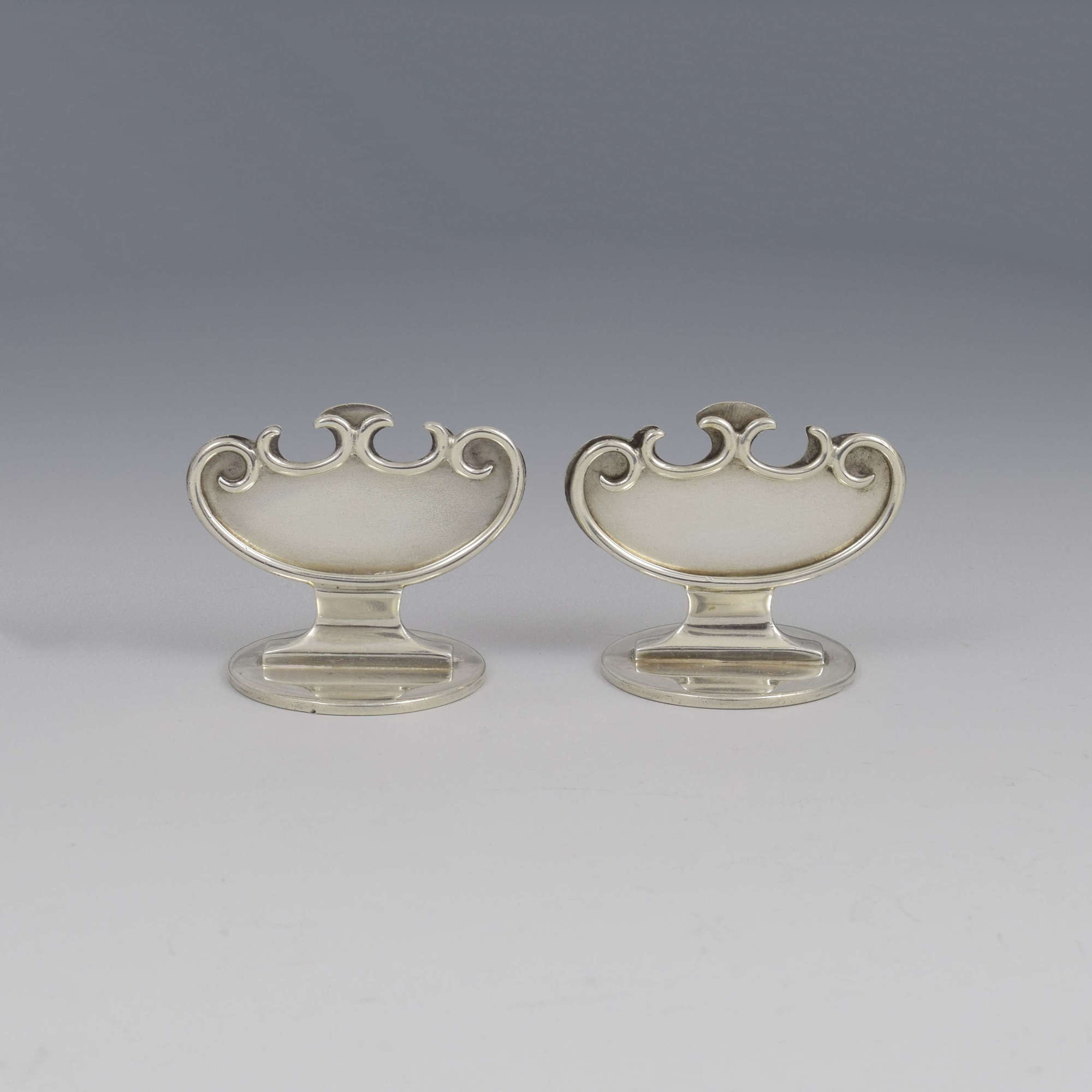 Pair Of Edward Silver Place Card / Menu Holders