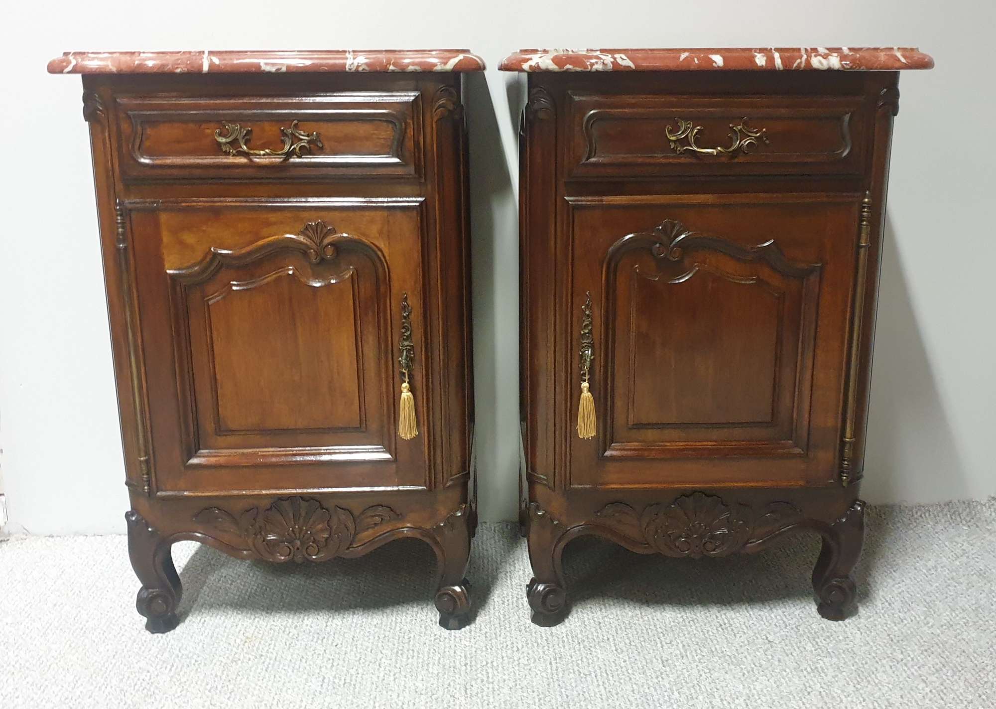 Pair French Cherry Side Cabinets