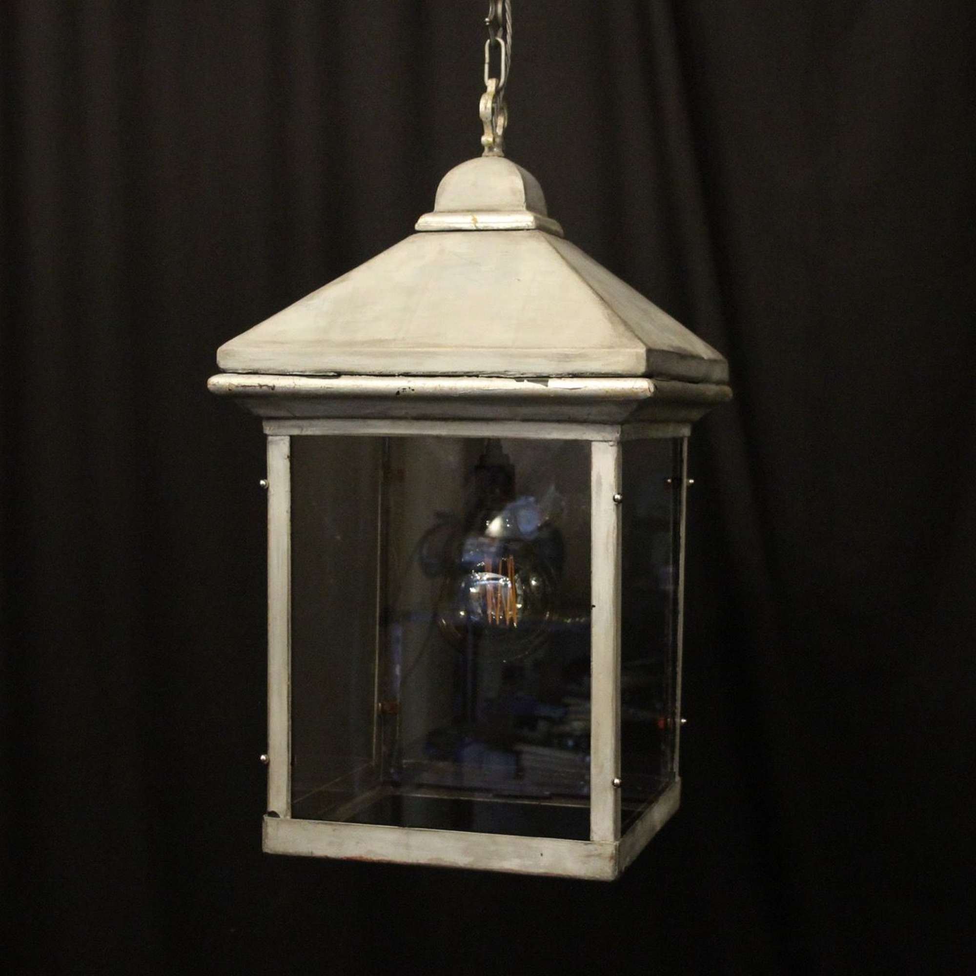 English Single Light Silver Gilded Vintage Lantern