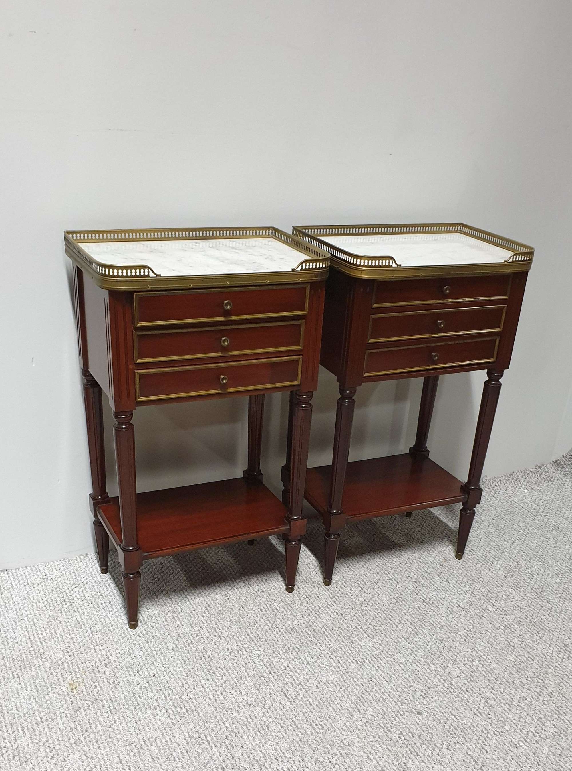Pair French Empire Bedside Chests Of Drawers