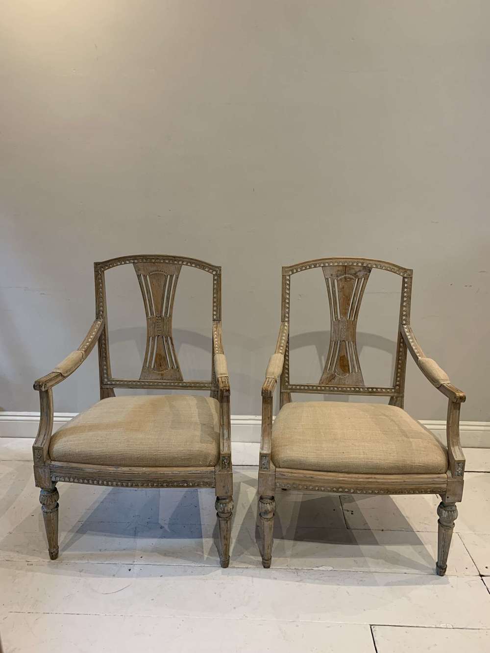 1920&rsquo;s pair of Swedish chairs scraped to the original paint