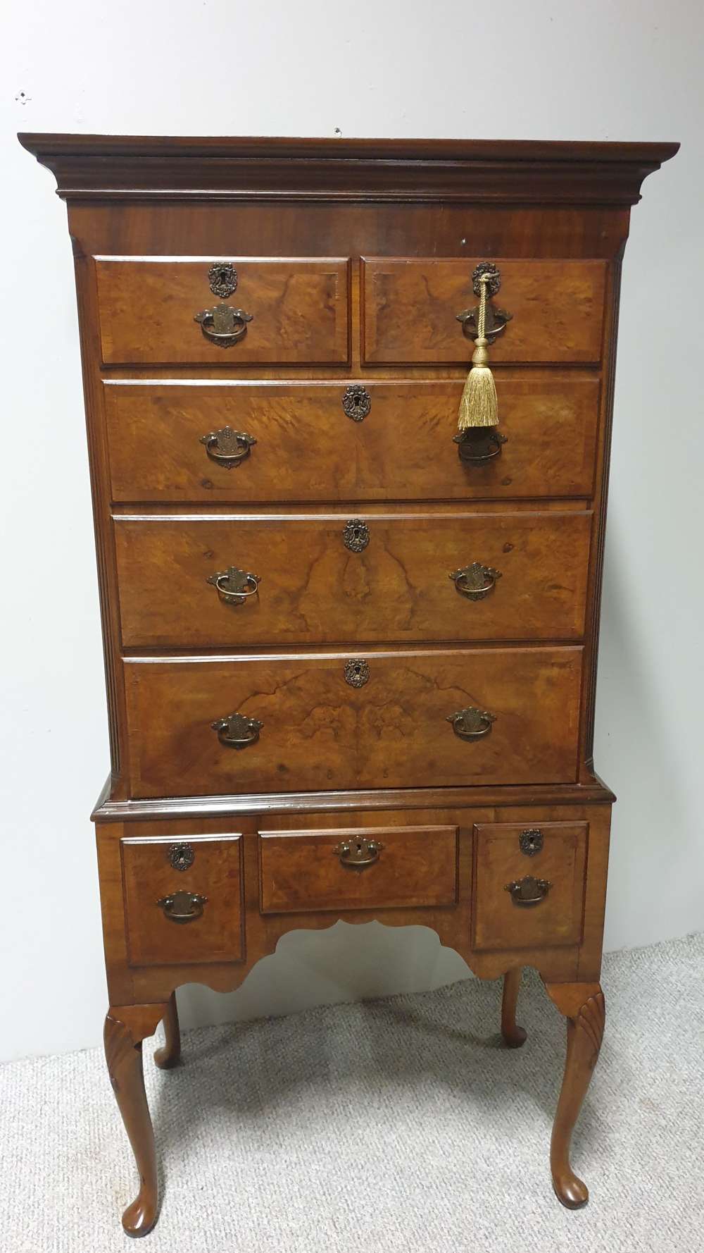 Very Nice Burr Walnut Chest On Stand