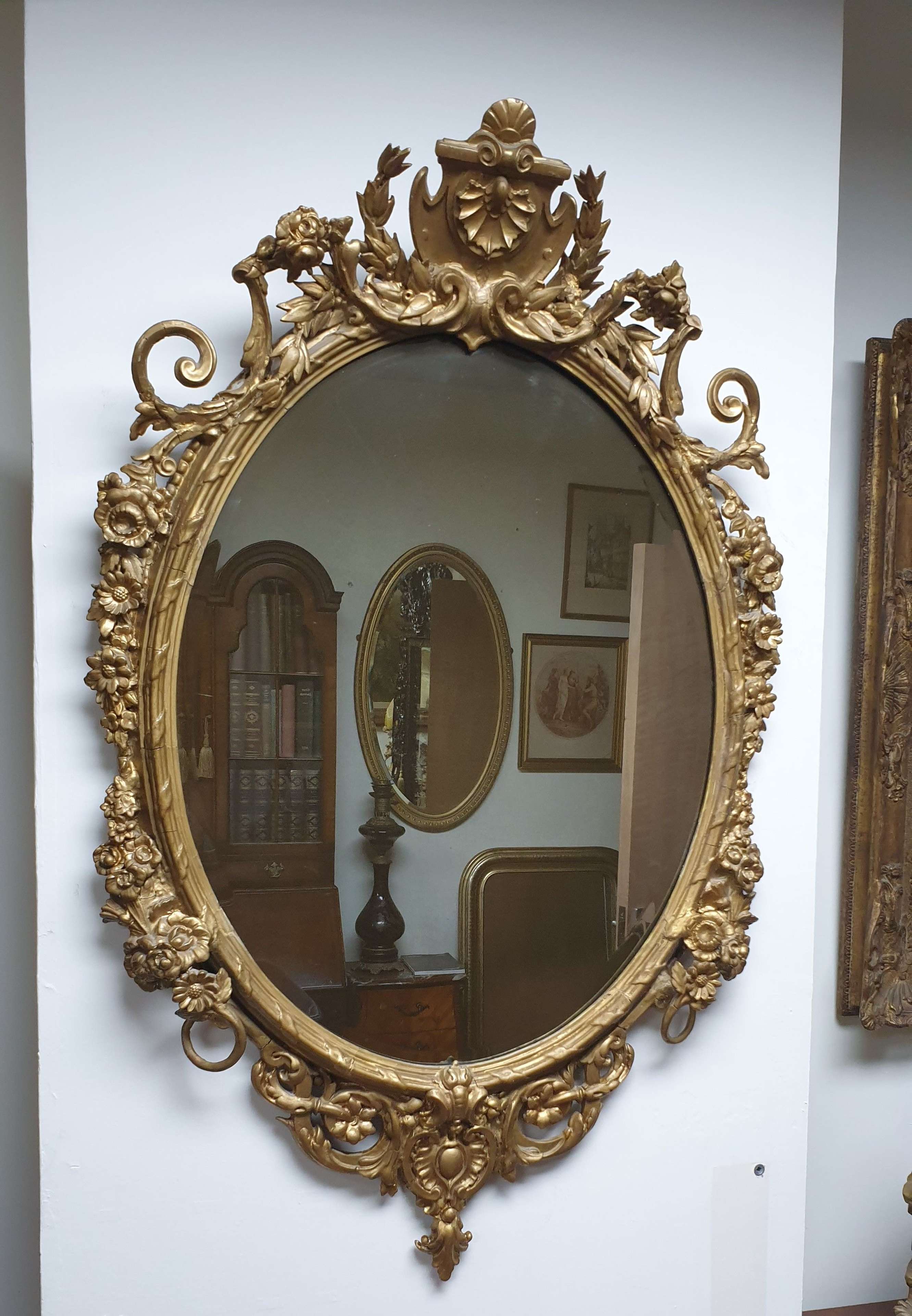 Victorian Gilt Oval Wall Mirror