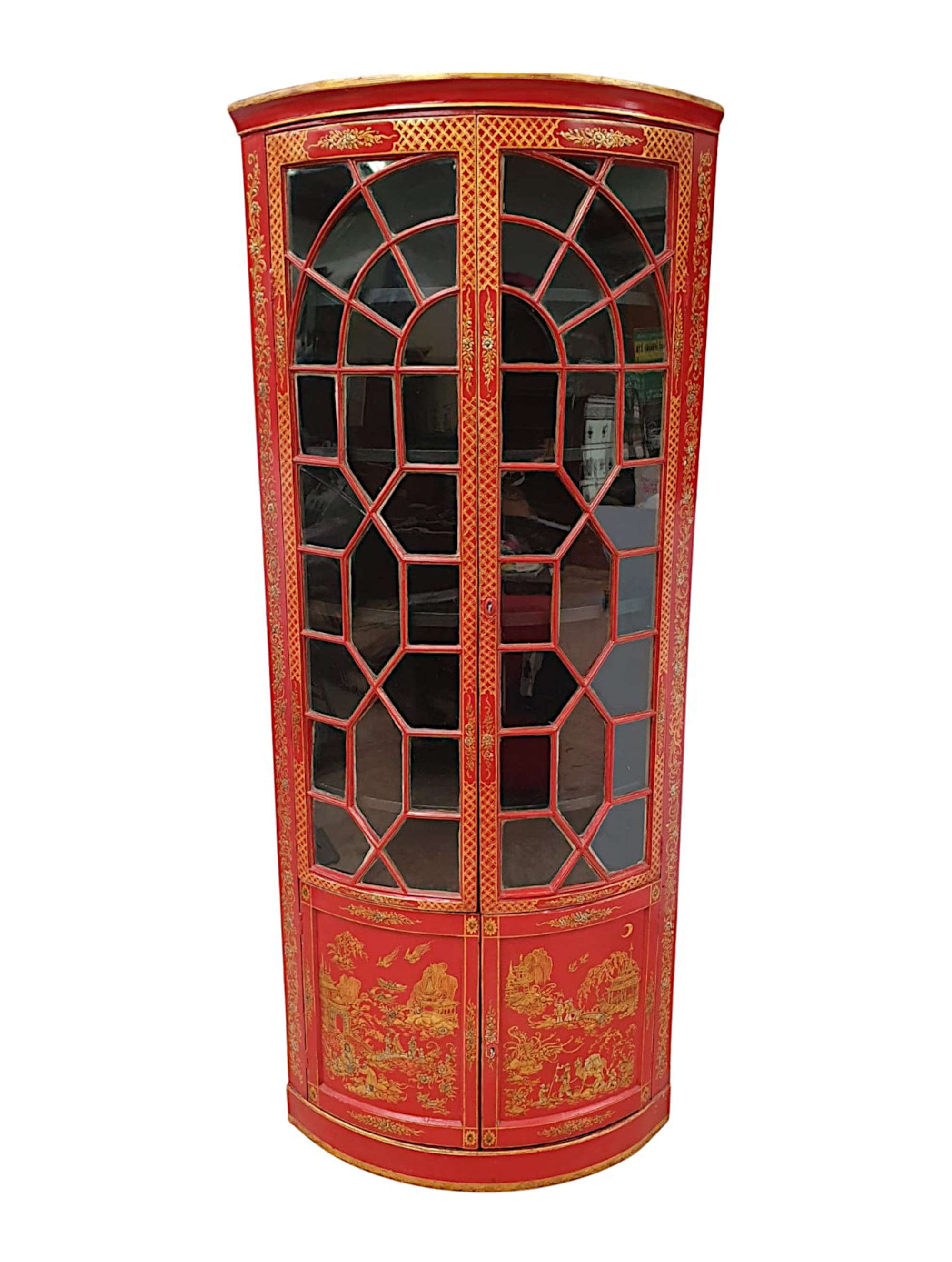 18th Century Irish George III Oriental Hand Painted Corner Cabinet