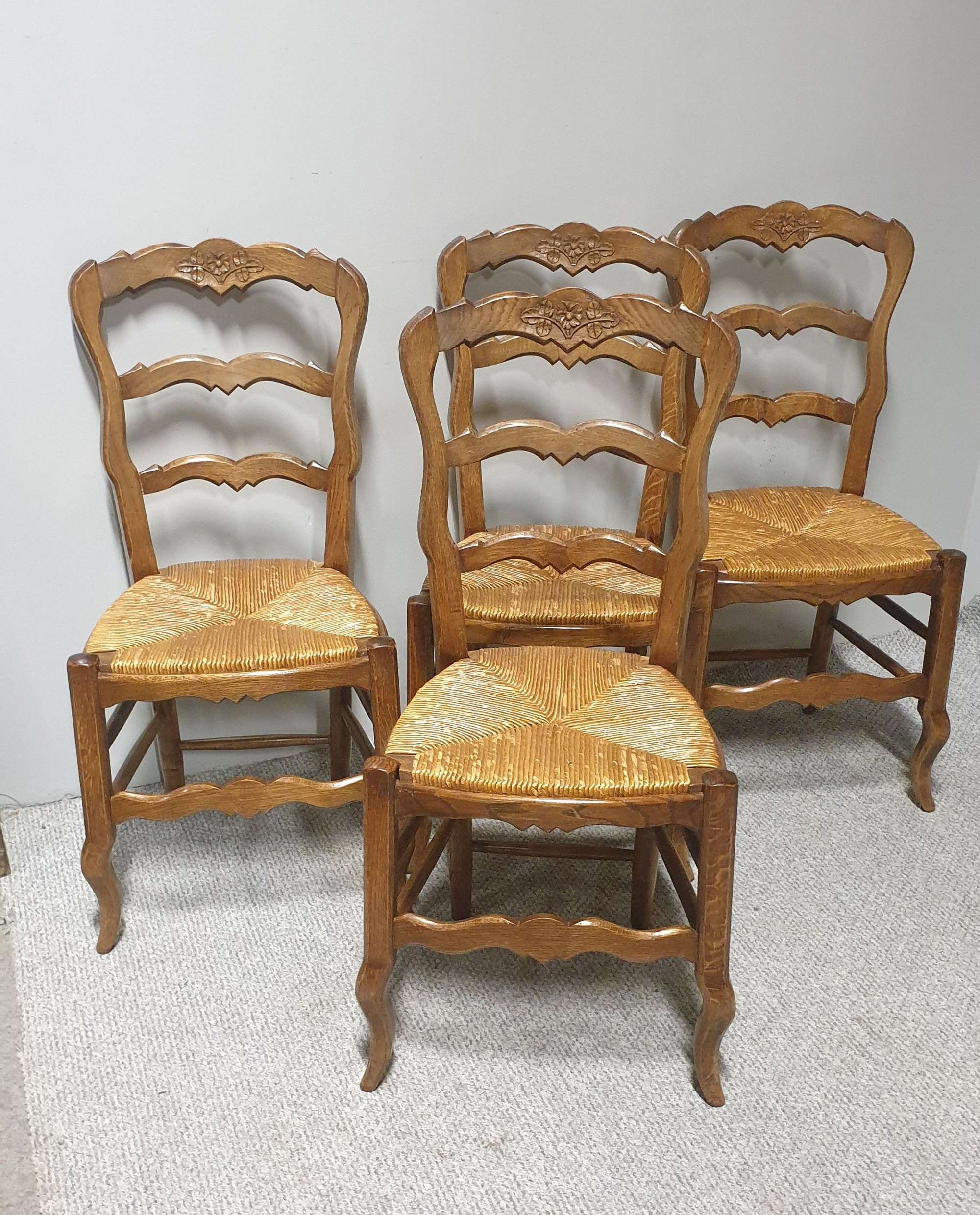 Excellent Set Of Four French Kitchen Antique Dining Chairs