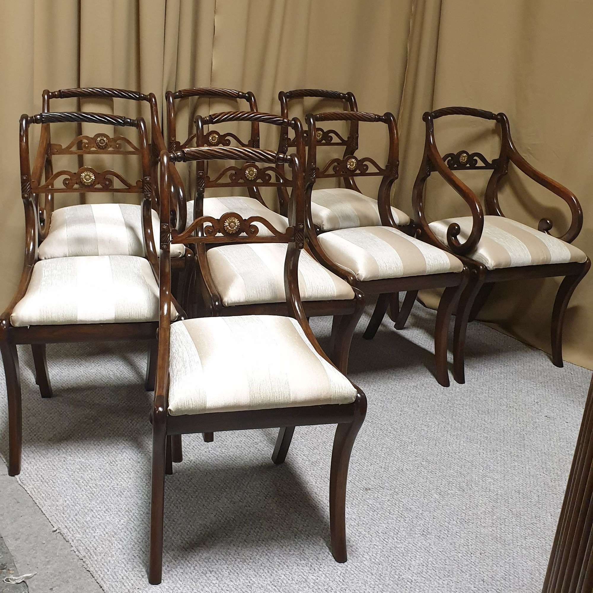 Outstanding Set Eight Mahogany Antique Dining Chairs