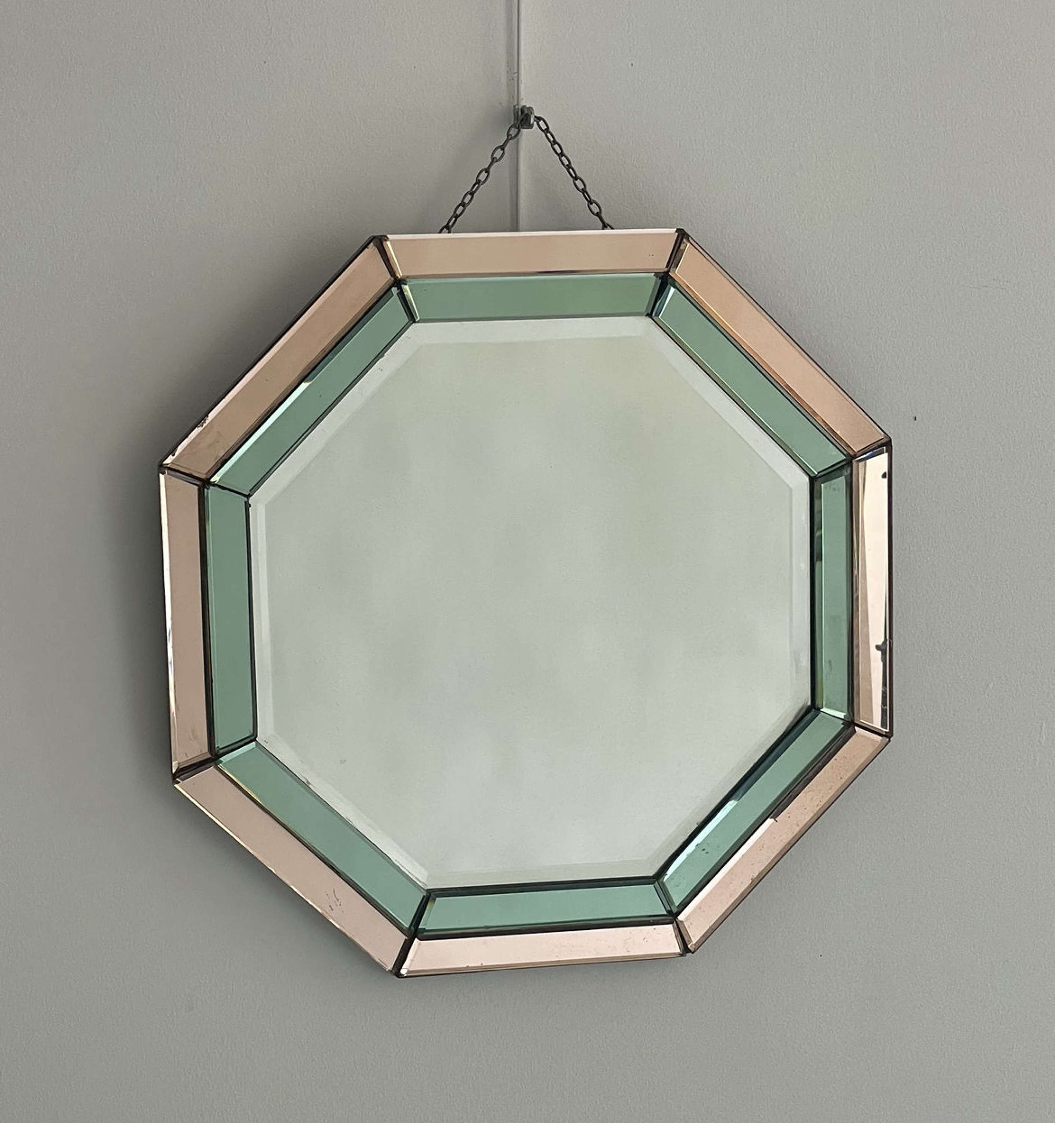 Octogonal green and pink mirror Cl940