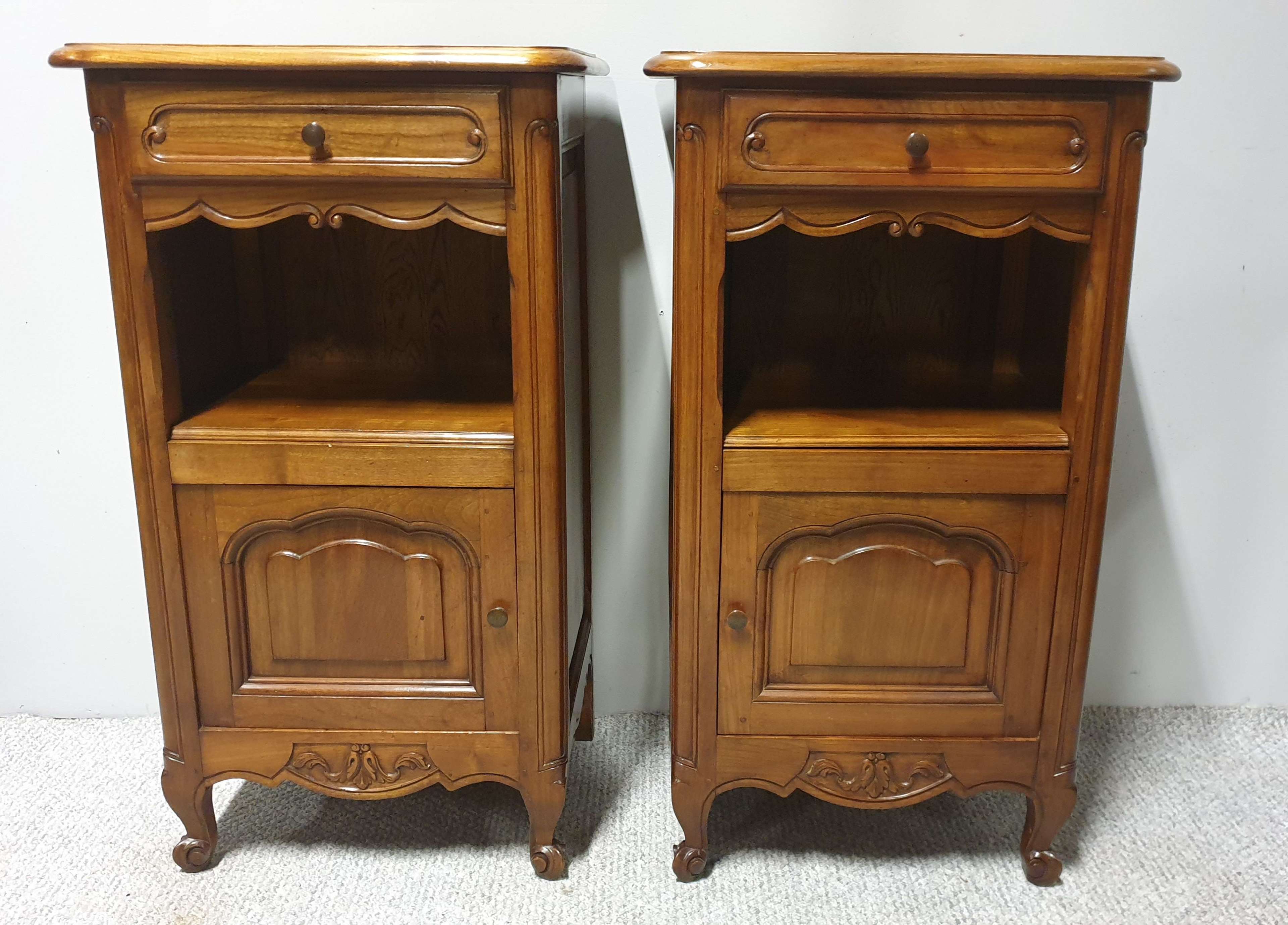 PAIR FRENCH BEDSIDE LAMP CABINETS