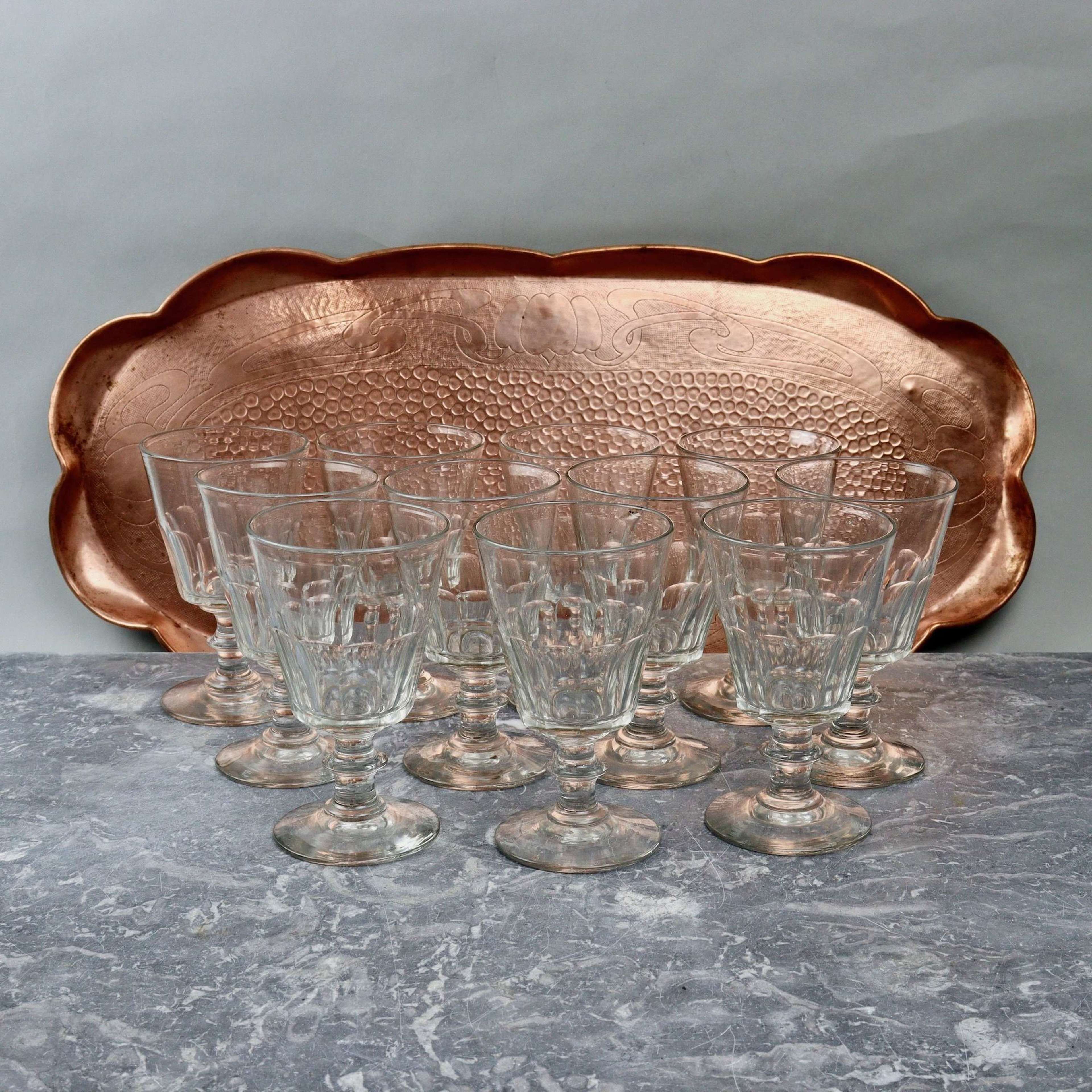 11 French Crystal Wine Glasses