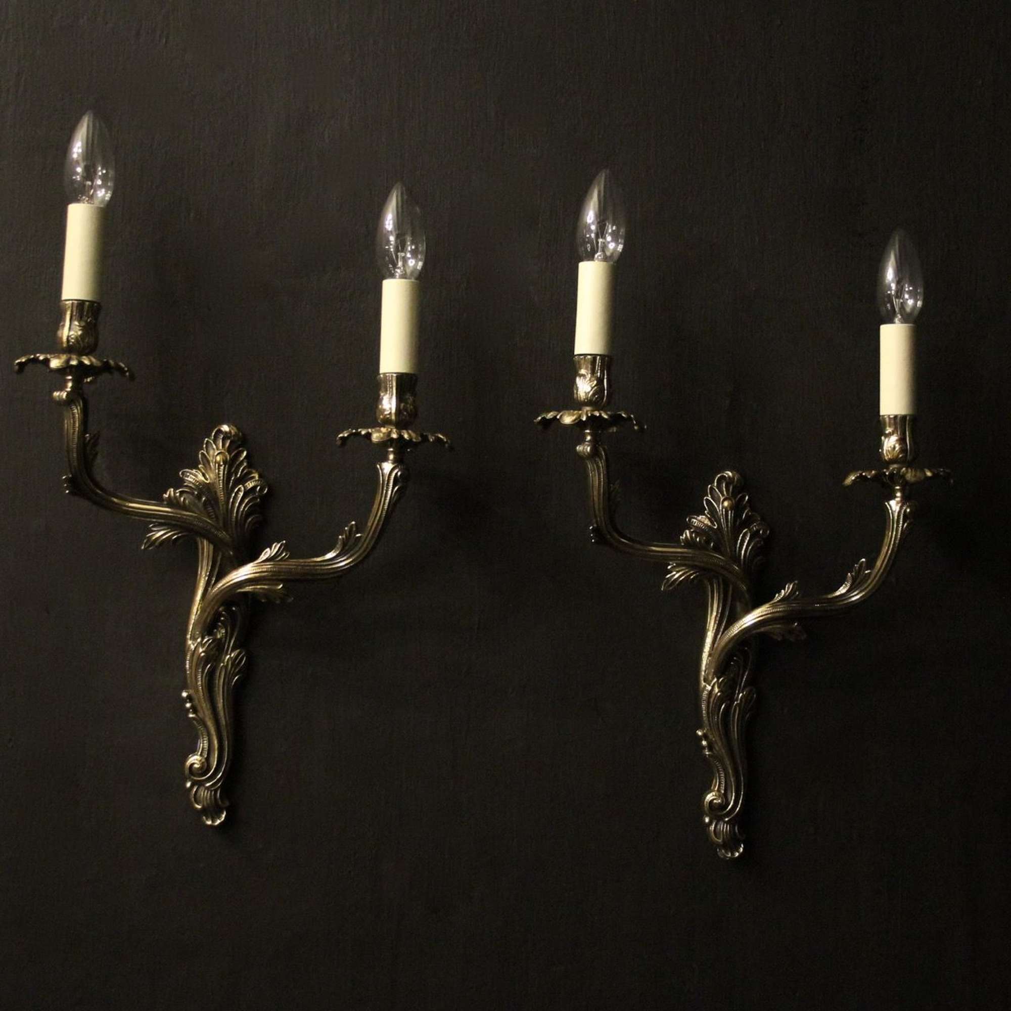 French Pair Of Twin Arm Antique Wall Lights
