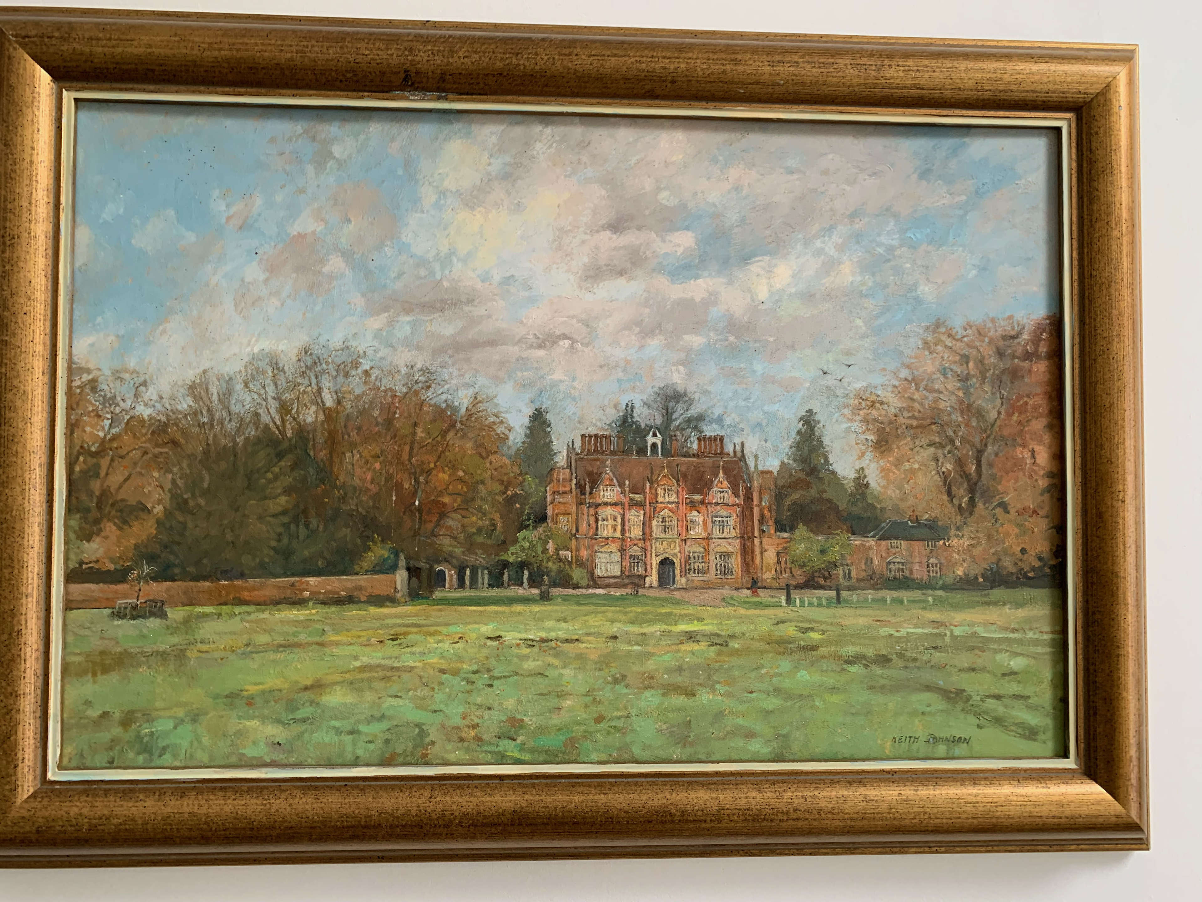 Oil on board  Blickling Hall  in plain gold frame by Keith Johnson