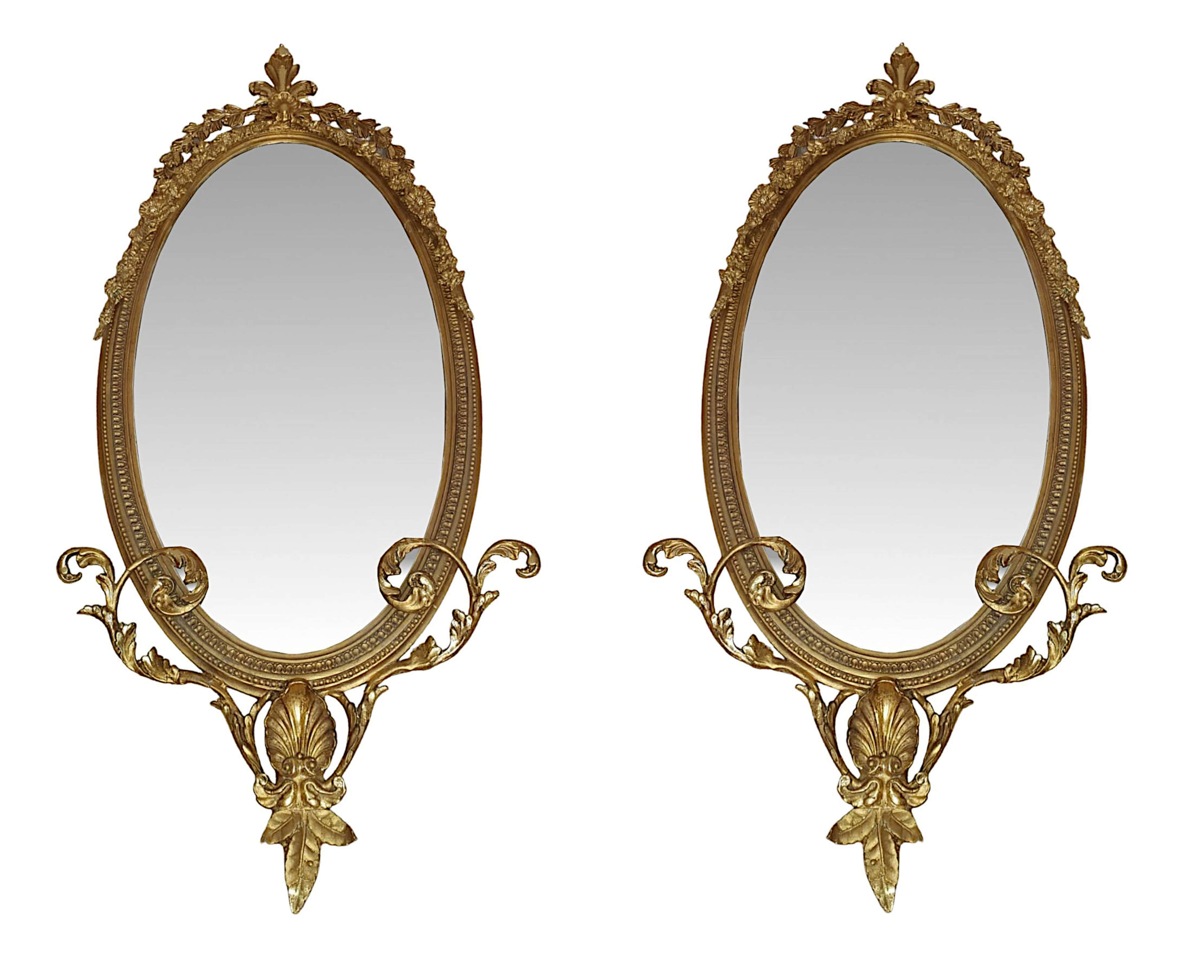 A Very Fine and Rare Pair of 19th Century Giltwood Pier Mirrors