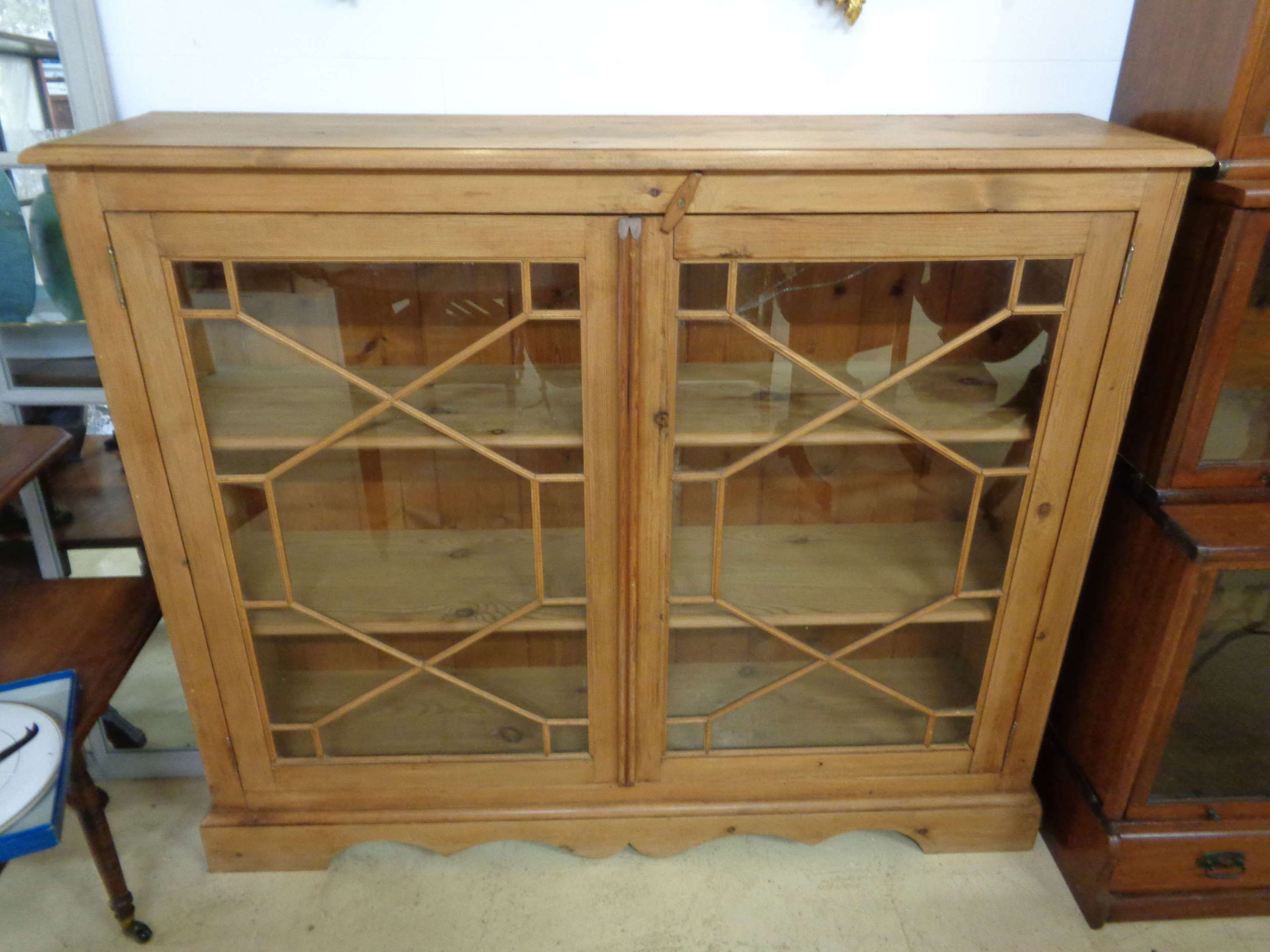 Antique Pine Cabinet with Glazed Doors