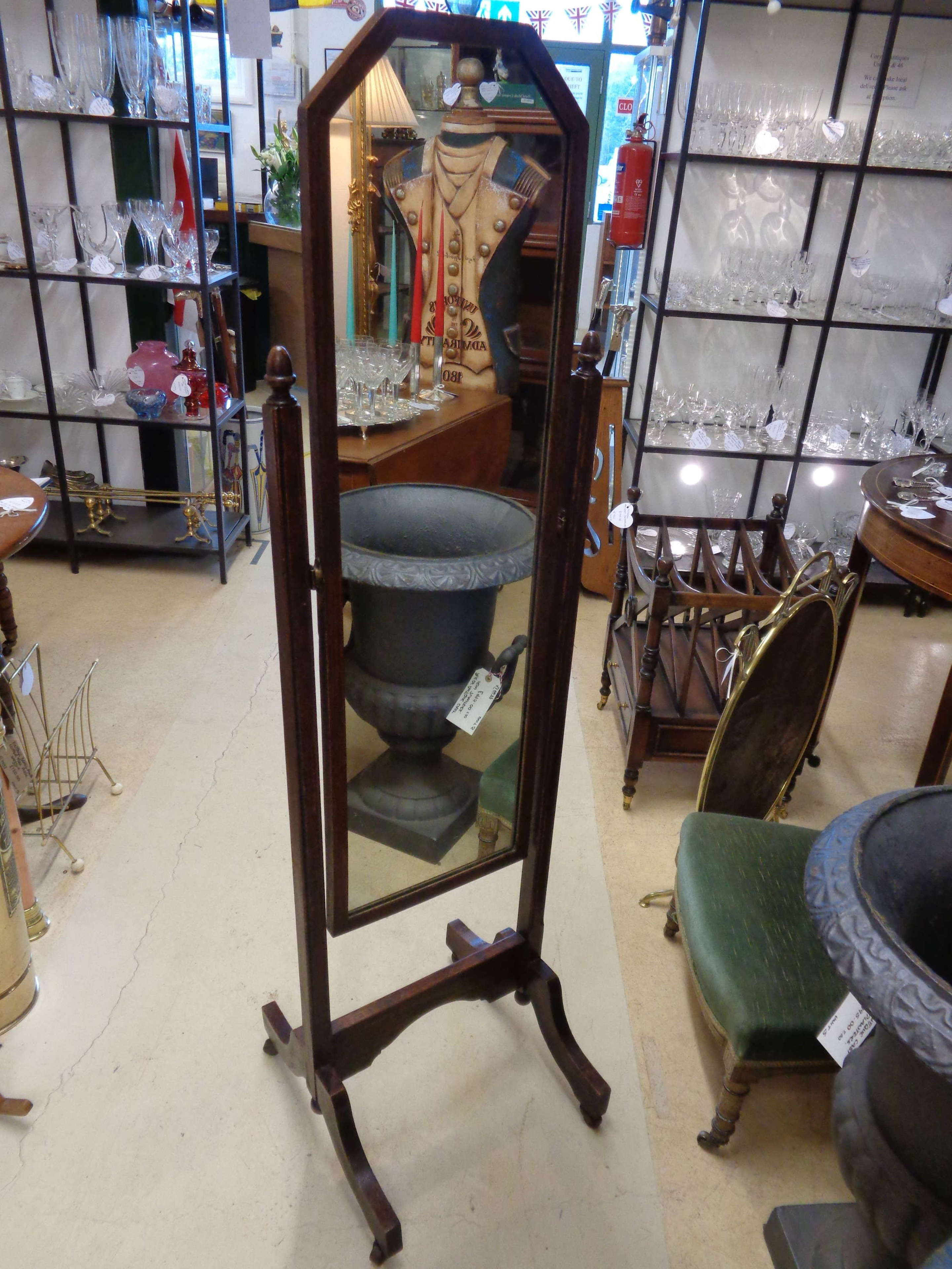 Antique Oak Cheval Mirror