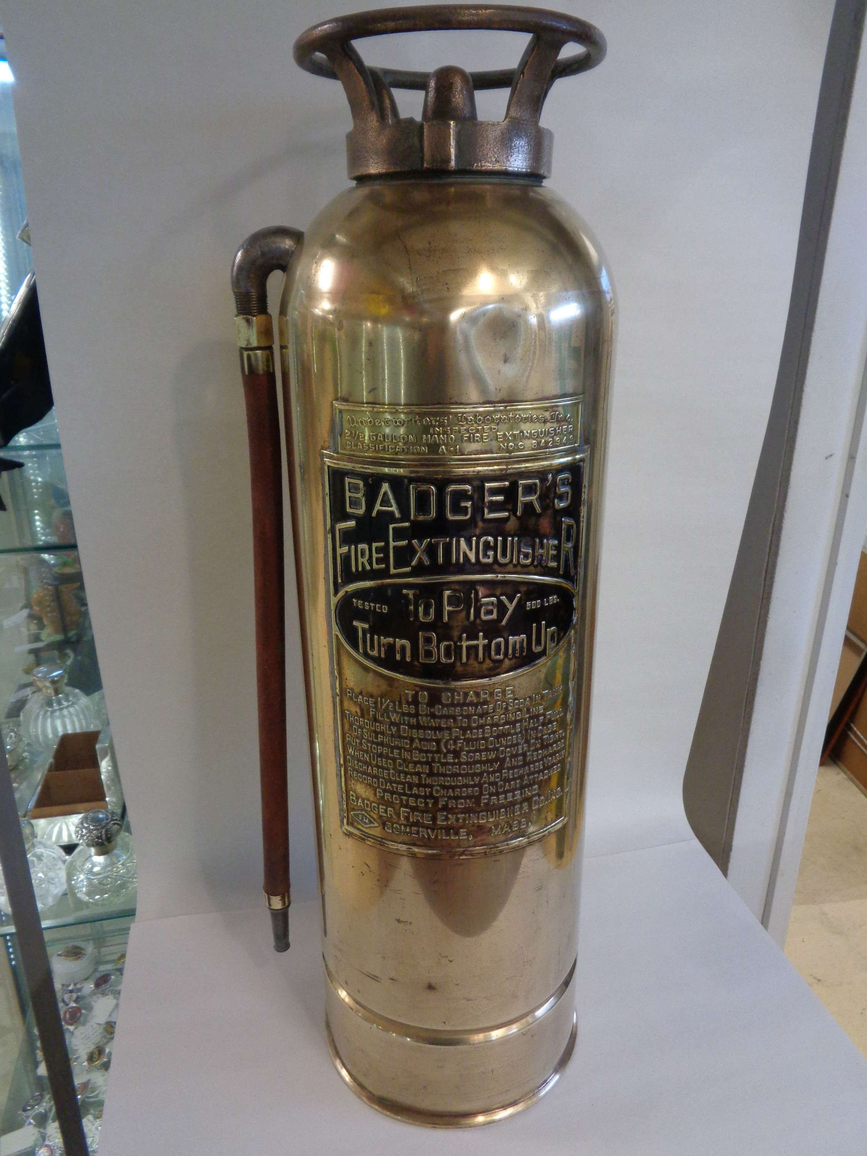 Vintage Brass Fire Extinguisher - Badger's