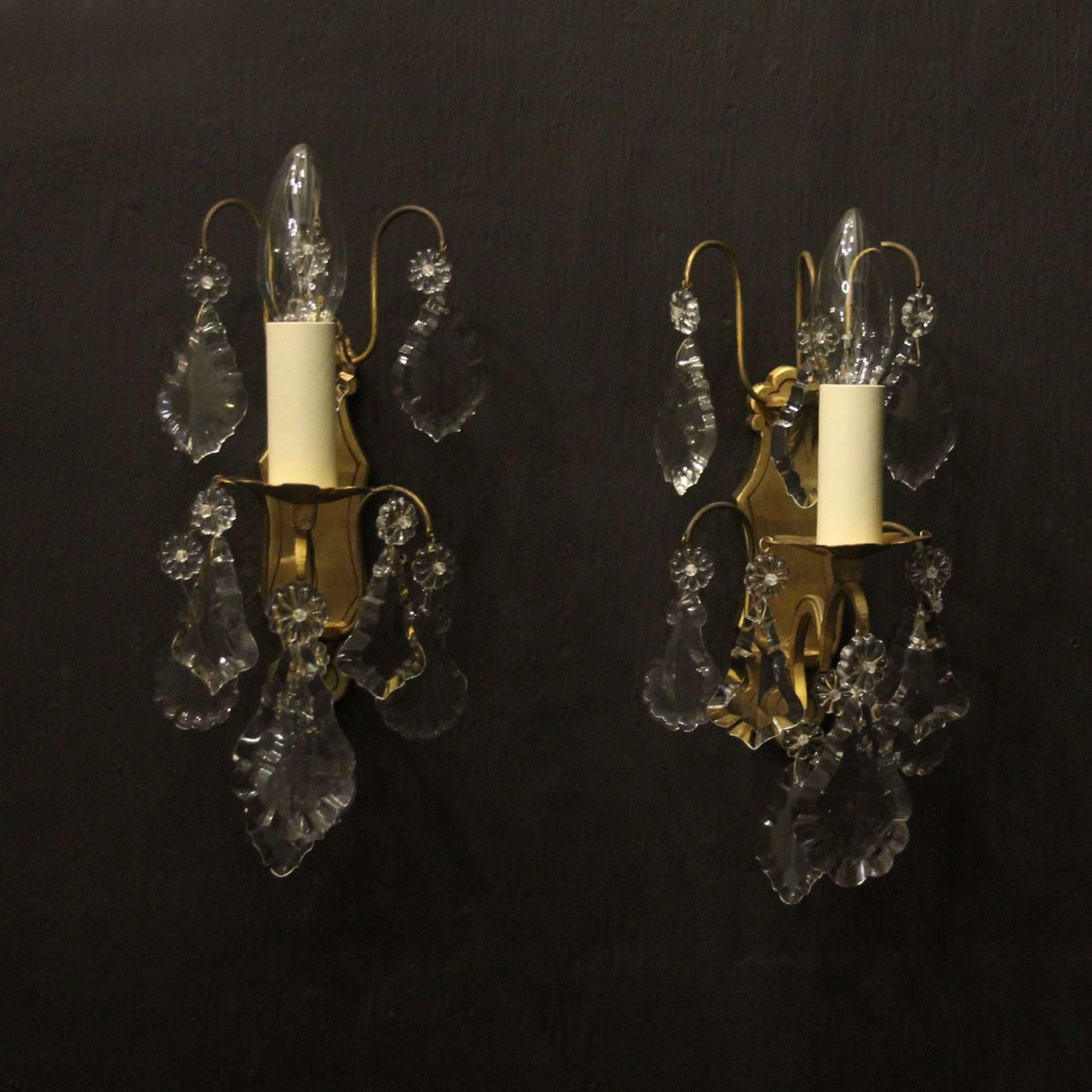 French Pair Of Gilded Single Arm Wall Lights