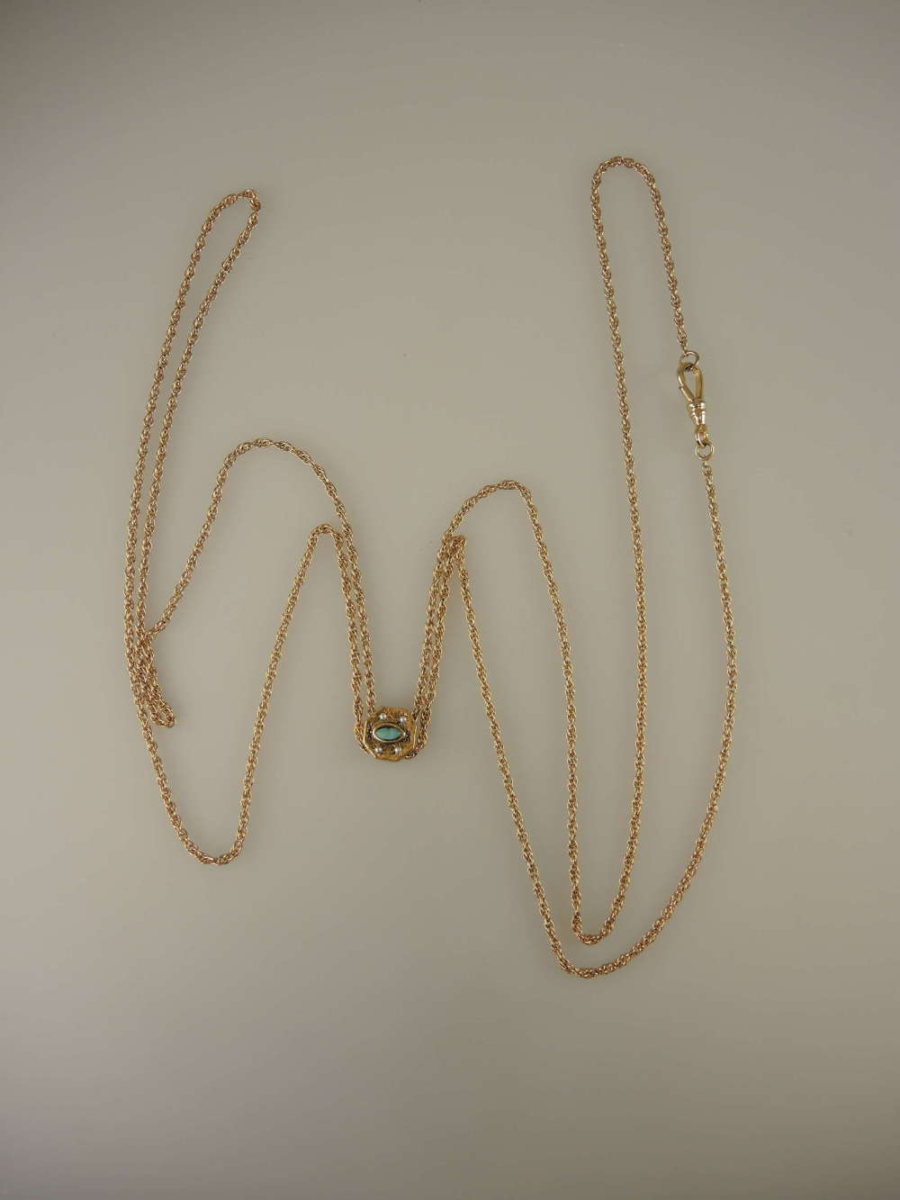 Edwardian gold plated long guard watch chain c1910