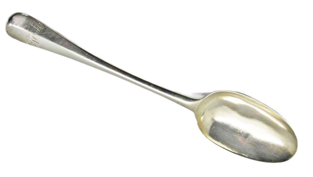 Rare Queen Anne Britannia Silver rat-tail dessert spoon Jacobite