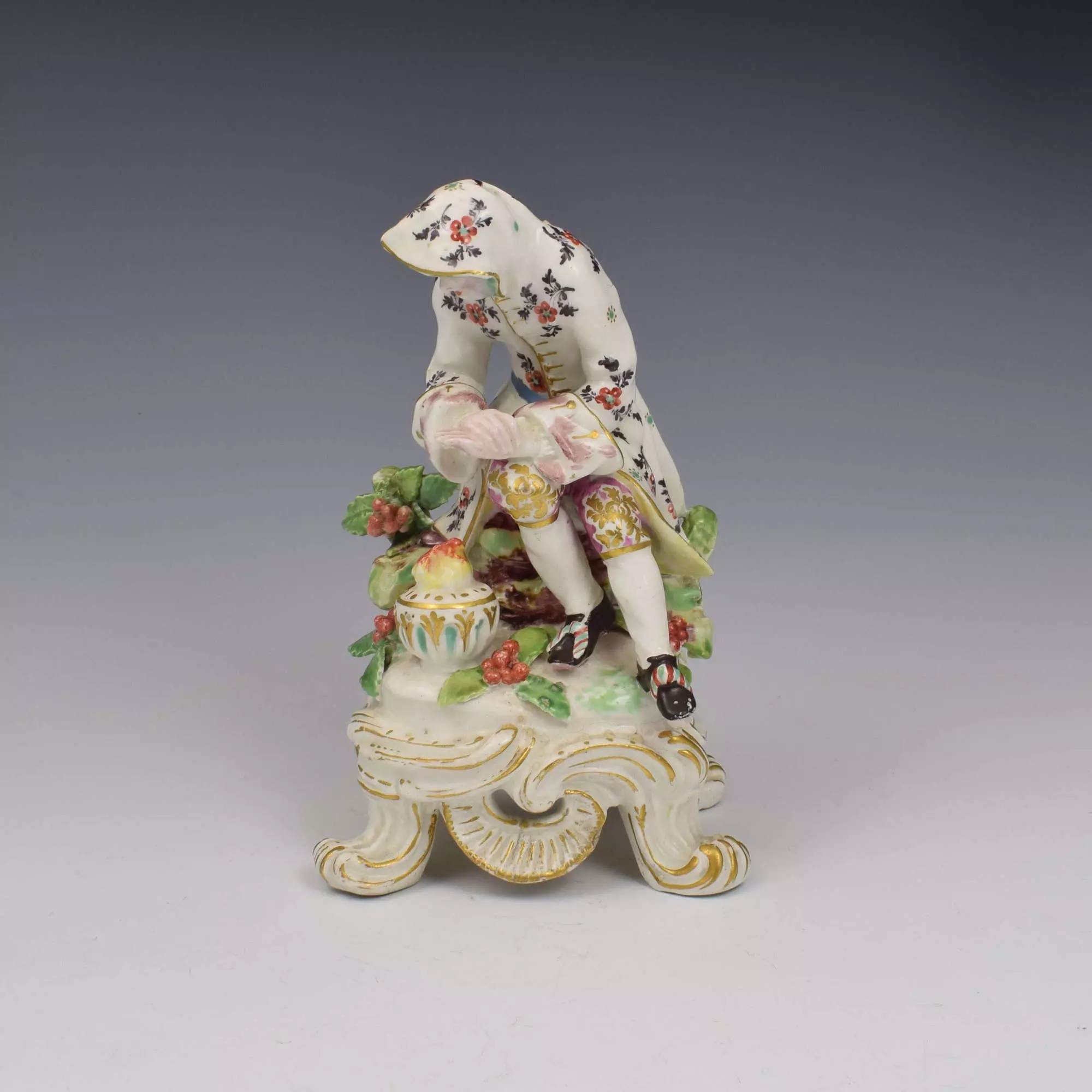 cell barrel Emptiness Seated Rustic Seasons Bow Porcelain Figure Of Winter c.1765 in Antique  Ceramics