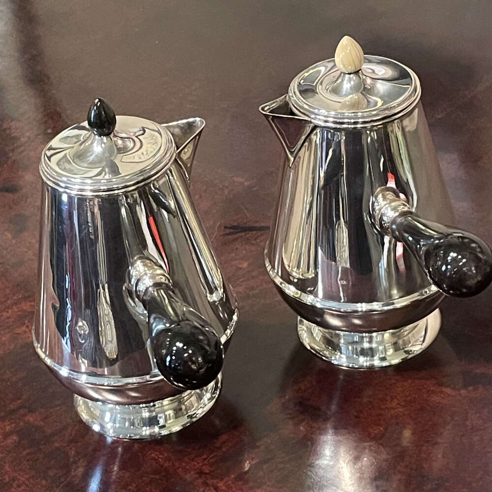 Pair Arts & Crafts W.A.S. Benson 'cafe au lait' jugs