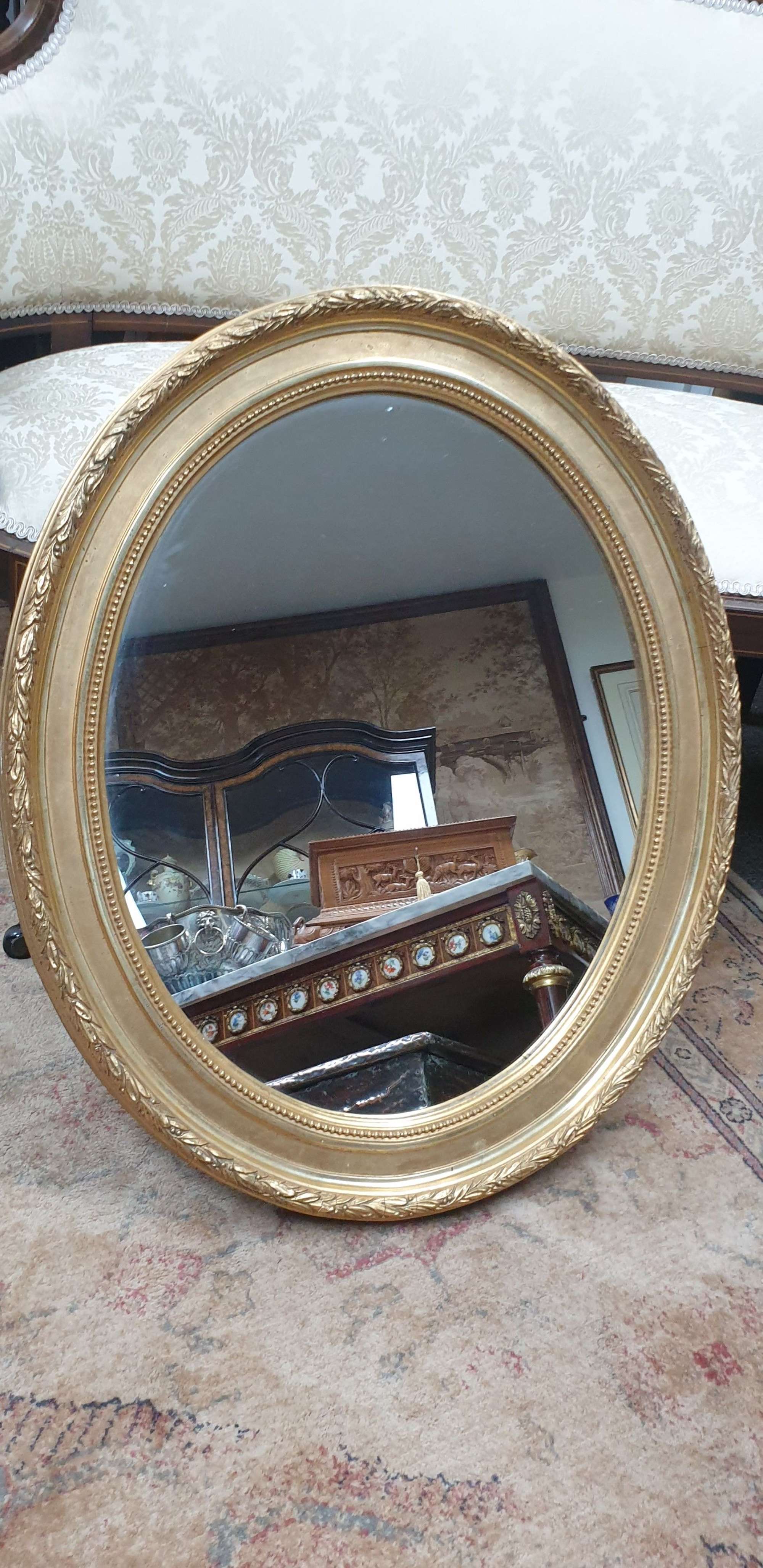 Wonderful Edwardian Oval Gilt Antique Mirror