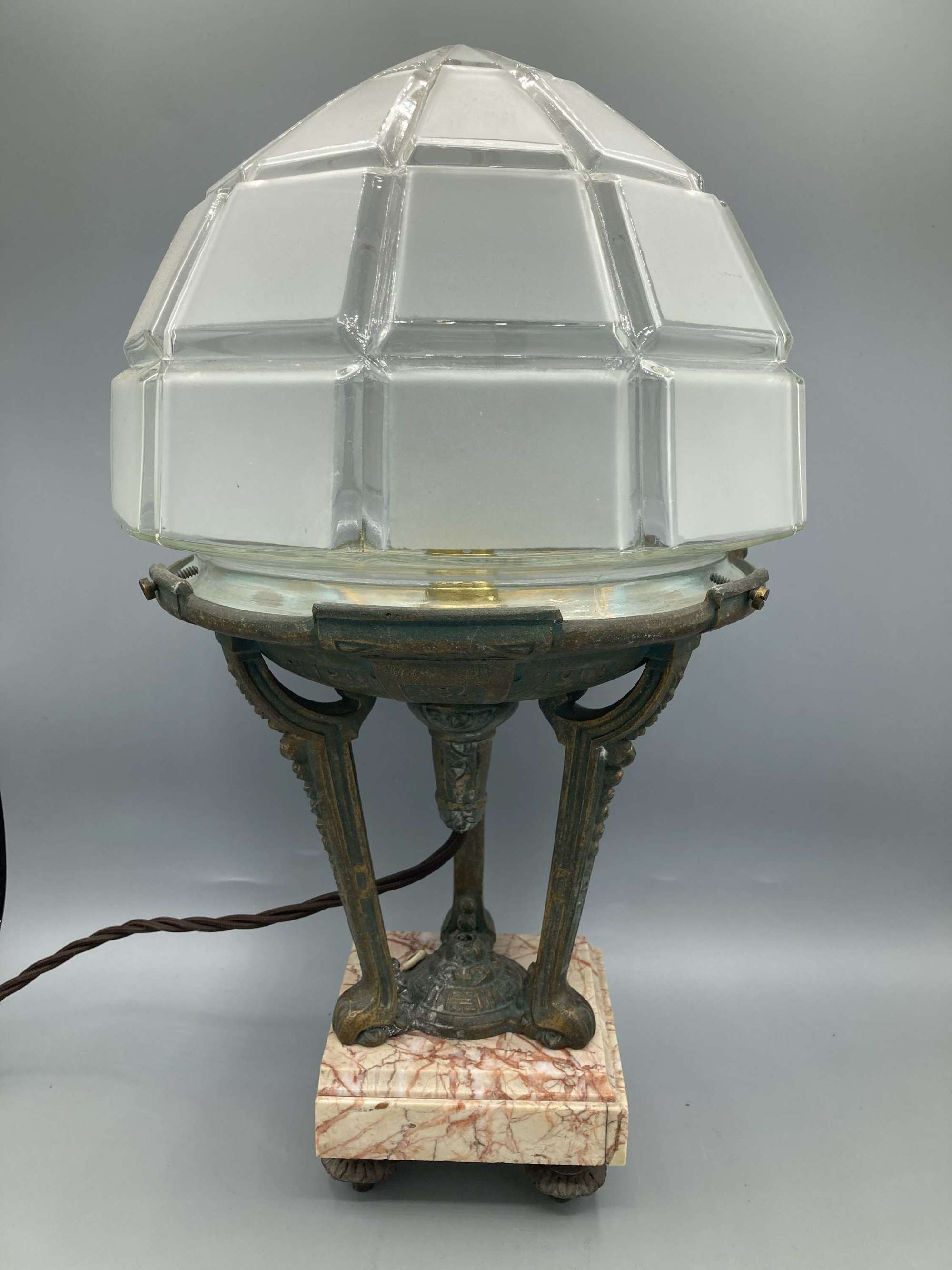 Art Deco Marble & Glass Table Lamp