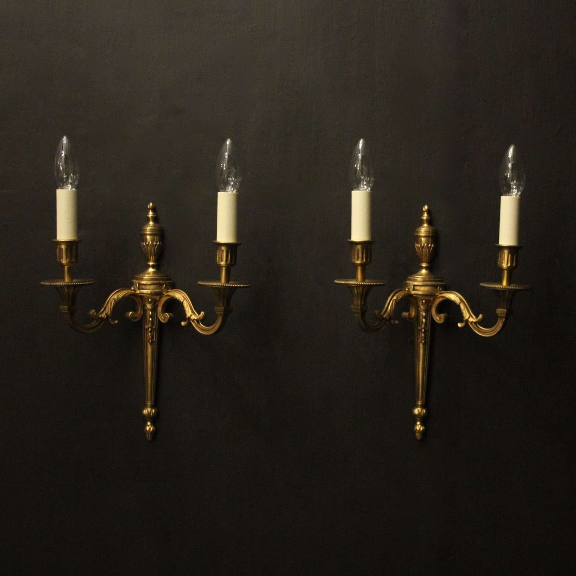 French Pair Of Gilded Twin Arm Wall Lights