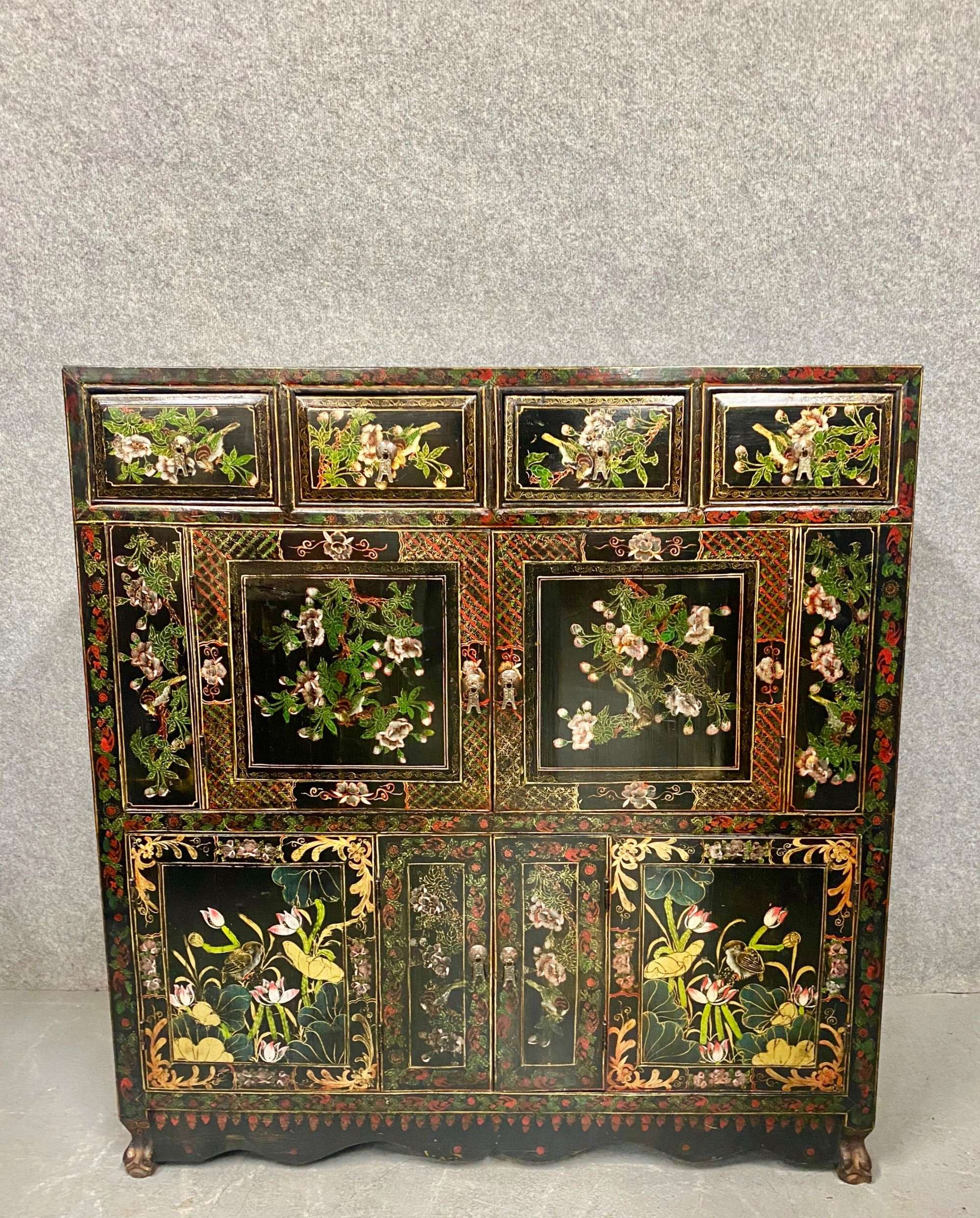 Late Chinese Qing Dynasty Freestanding Cabinet