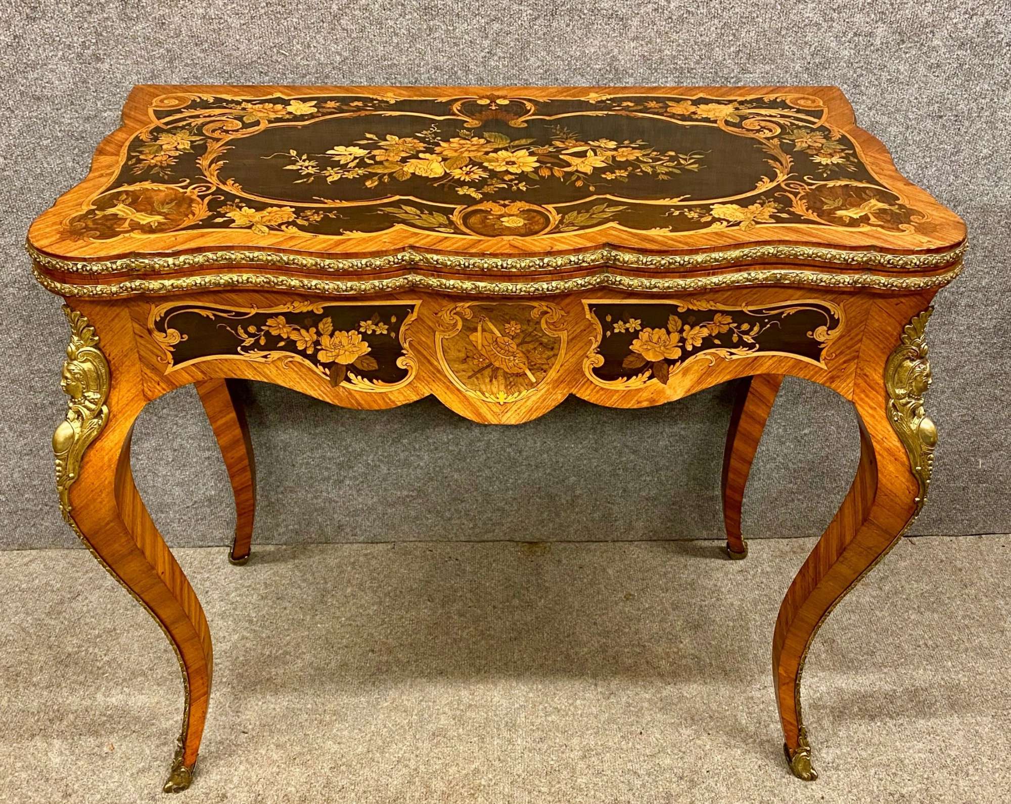 Fine French Kingwood & Marquetry Card Table