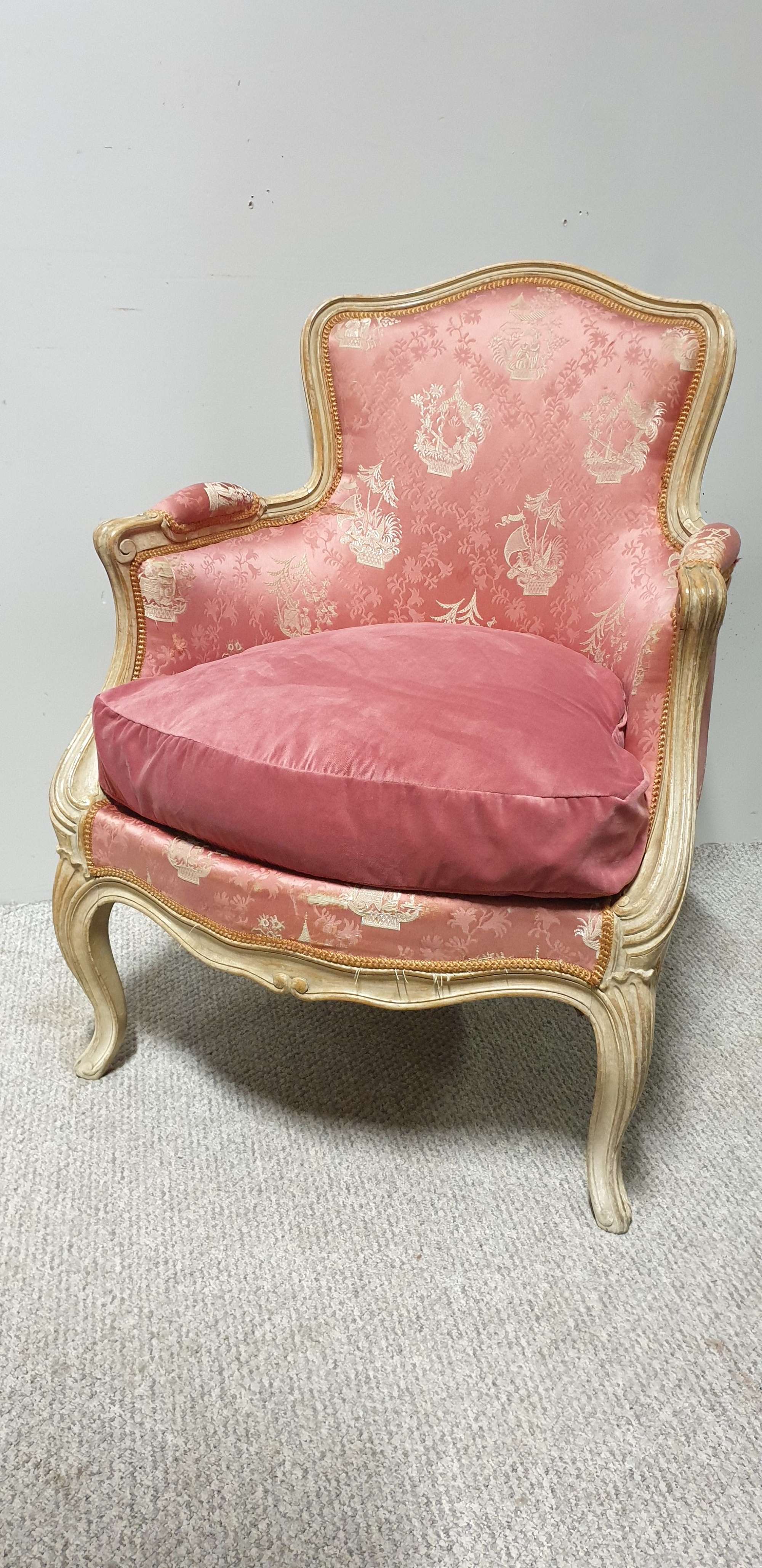 Original Painted French Tub Antique Armchair