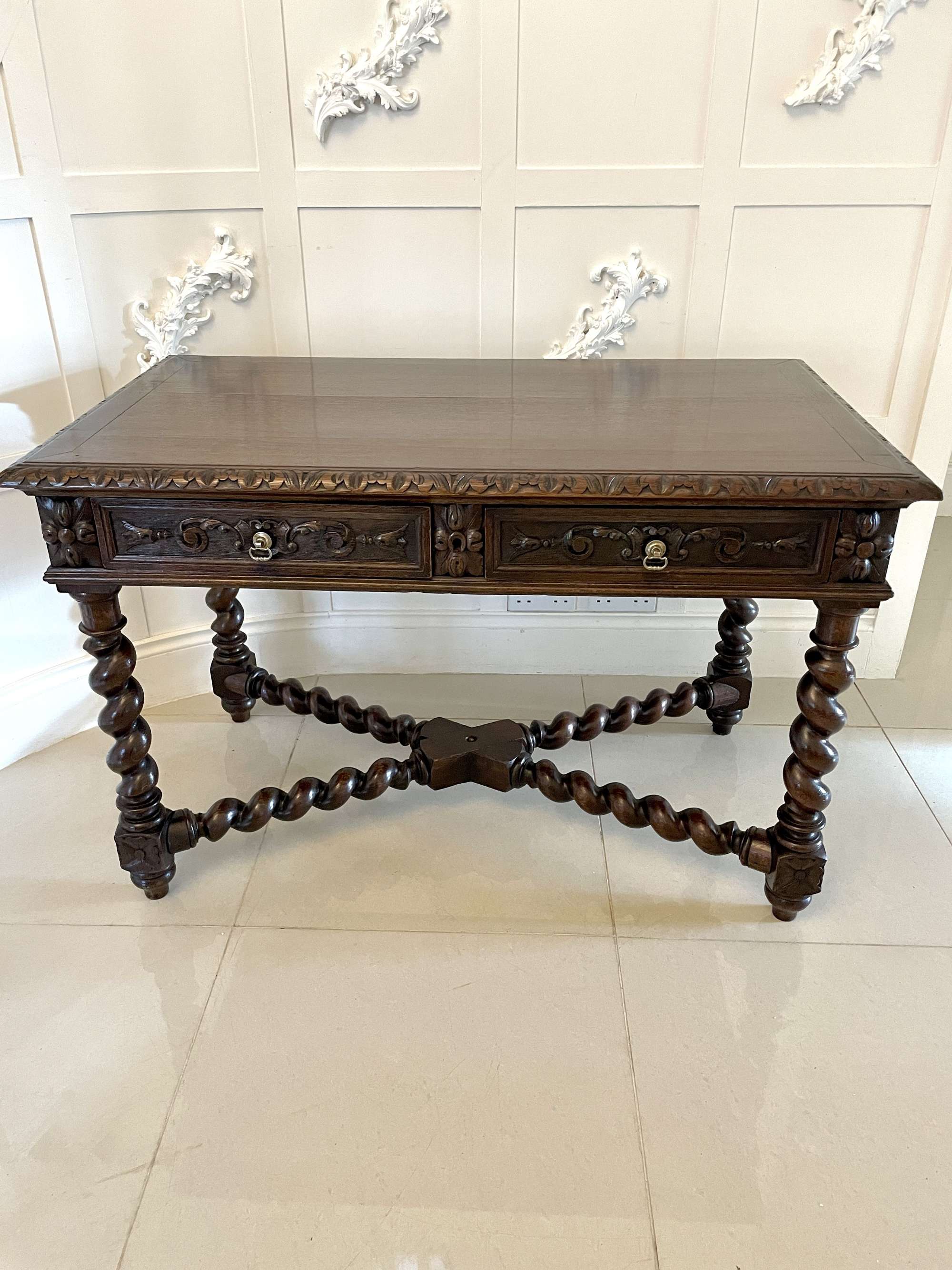 Antique Victorian Quality Carved Oak Freestanding Centre Table