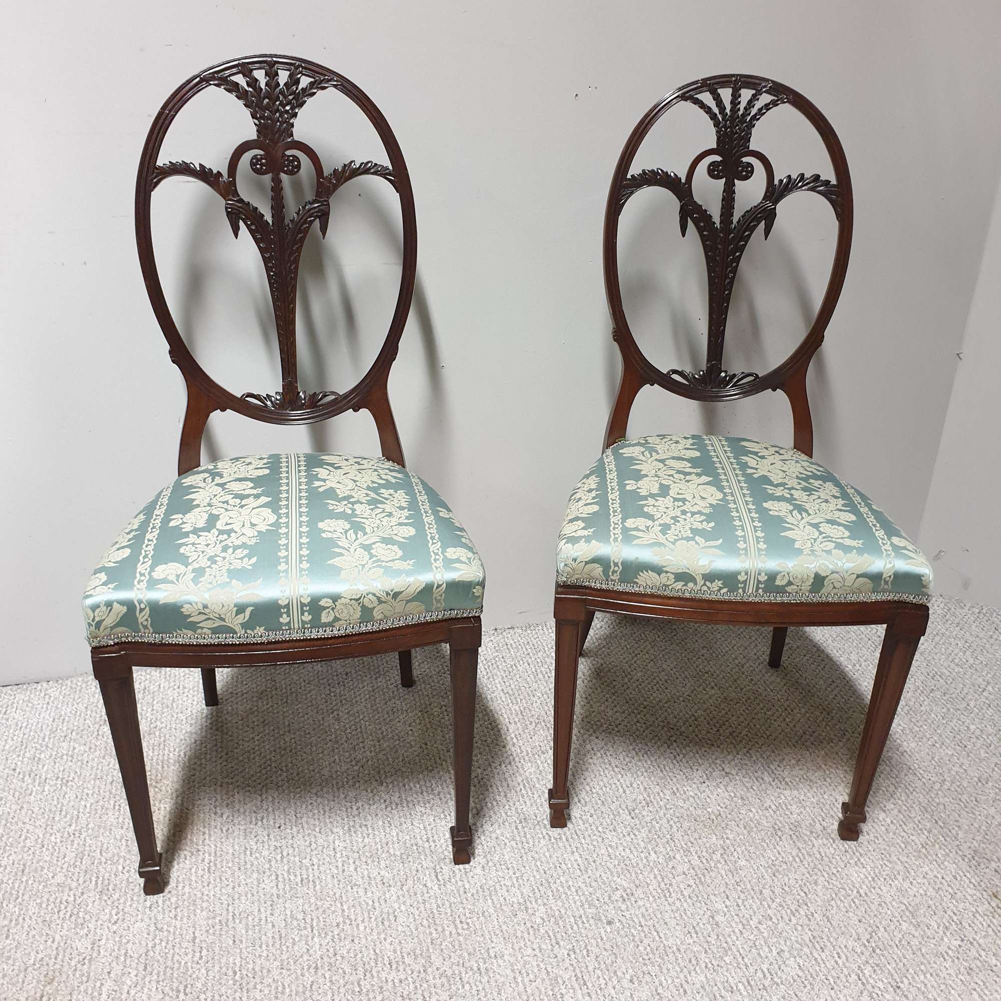 Outstanding Pair Mahogany Hall Antique Chairs