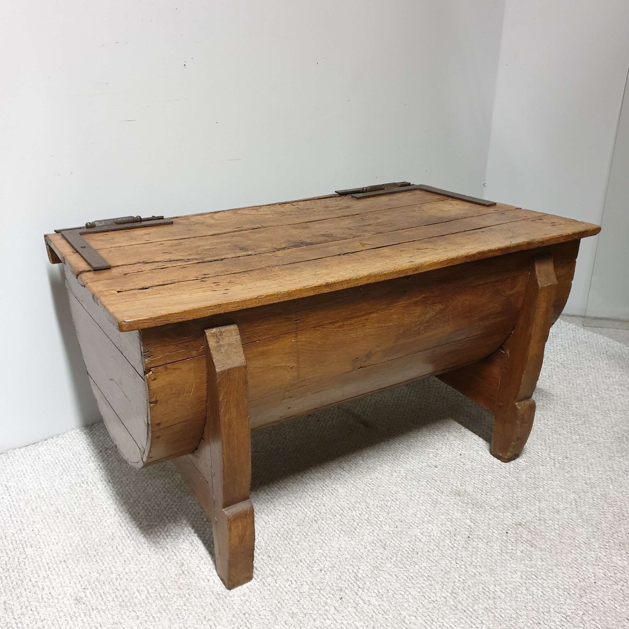 Outstanding French Elm Dough Bin Antique Coffee Table