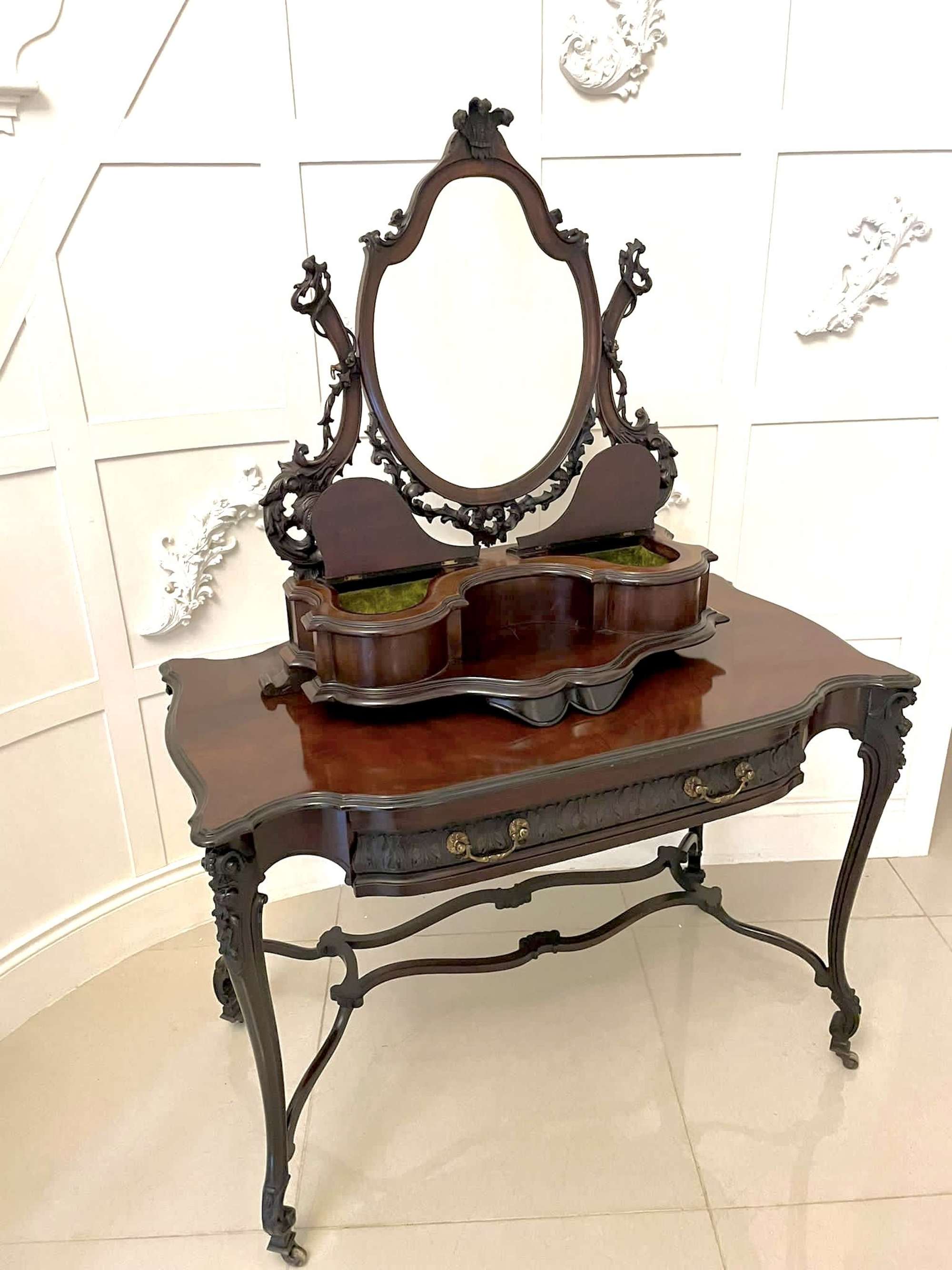 Outstanding Antique Carved Mahogany Free Standing Dressing Table