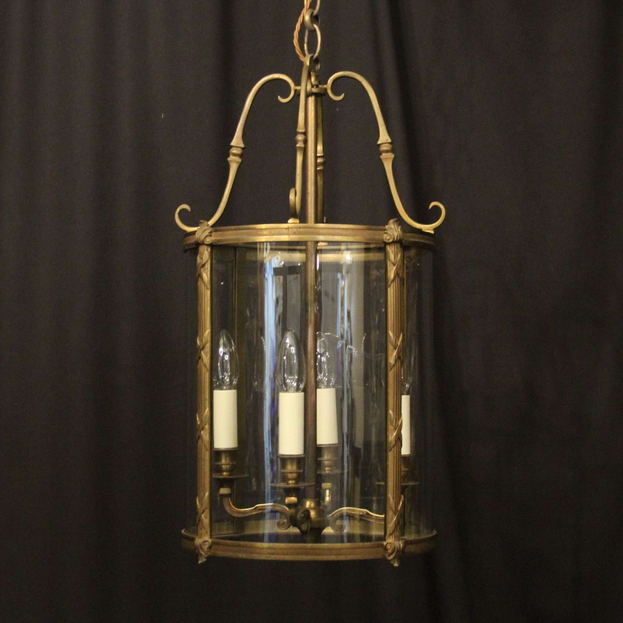 French Gilded Four Light Antique Hall Lantern