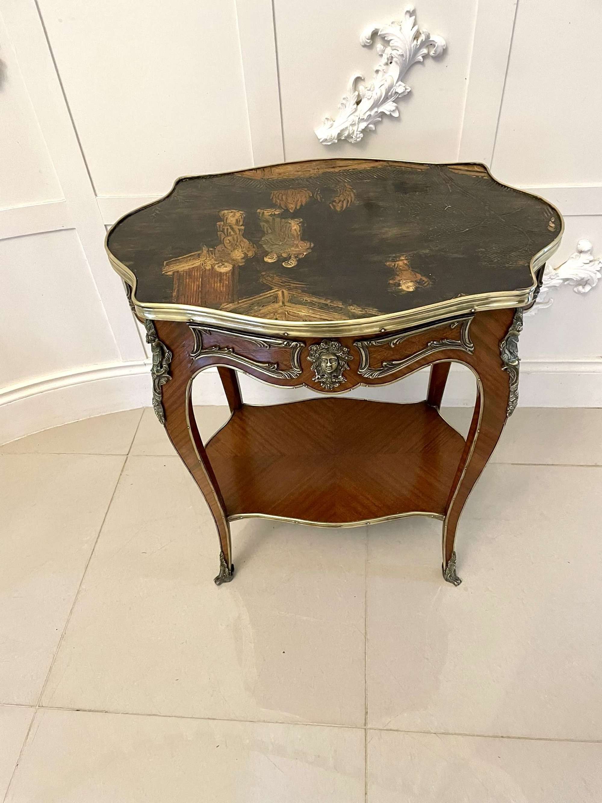 Quality Antique Kingwood And Ormolu Mounted Freestanding Centre Table